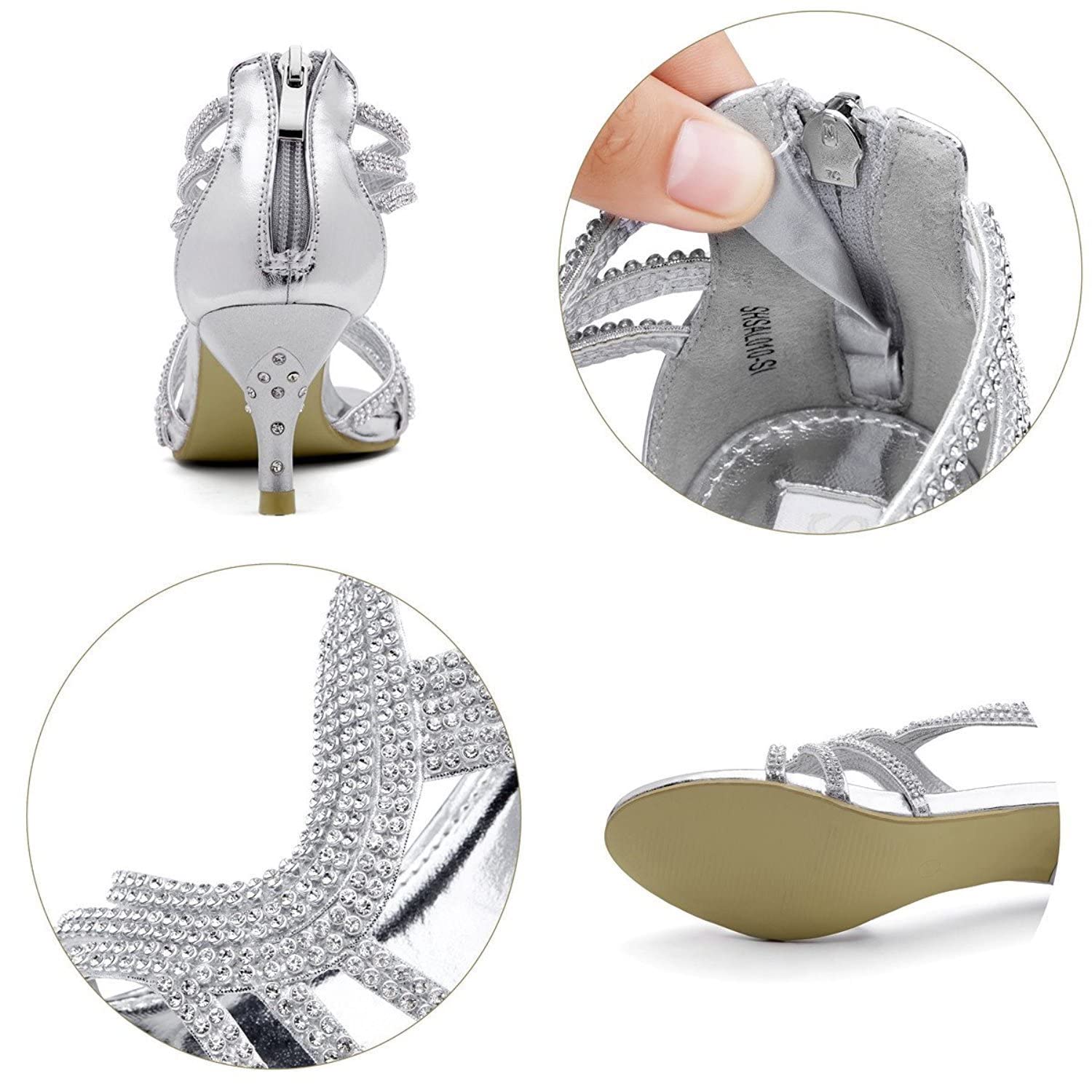 2 Pairs Women's Low Heel Wedding Sandals - Comfortable Dress Shoes for Bride, Party & Dance - US Size 6 - Perfect for Wedding Ceremony, Reception & Special Occasions