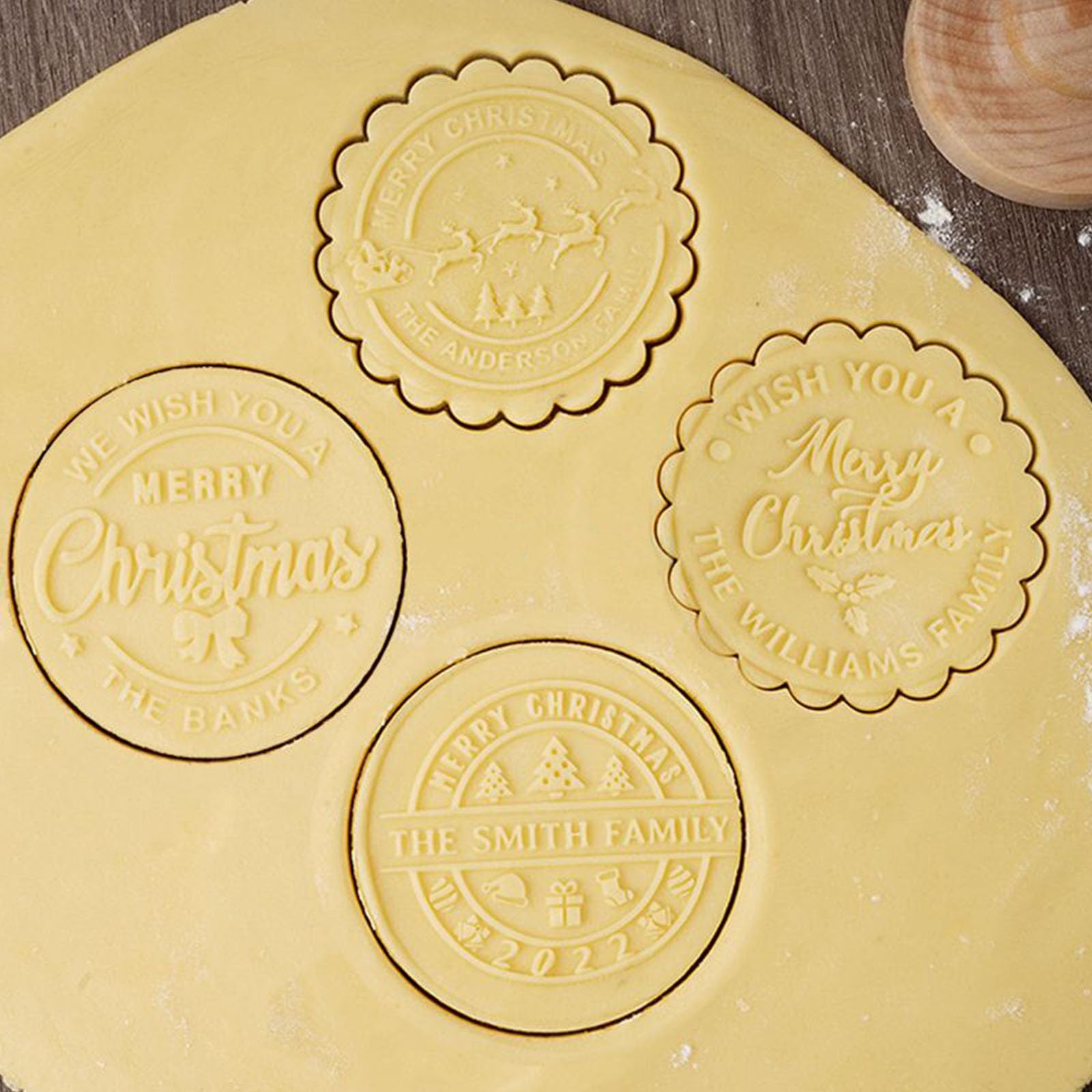 Personalized Wooden Christmas Cookie Stamp Set - Custom Holiday Cookie Decorations for Baking, Cupcakes & DIY Home Decor - Perfect for Christmas Gifts & Festive Baking Parties