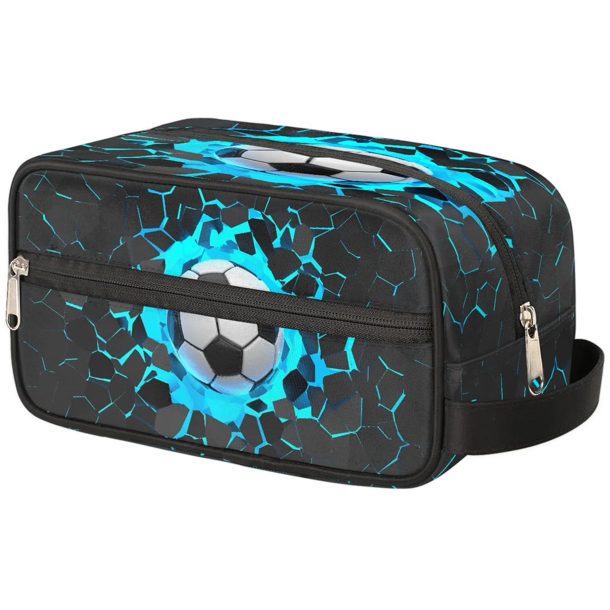 3D Light Wall Football Shaving Kit Travel Bag for Men - 10.5 x 4.3 x 5.3 Inch Waterproof Toiletry & Cosmetic Organizer for Women & Men - Perfect for Gym, Camping, Business Trips & Air Travel