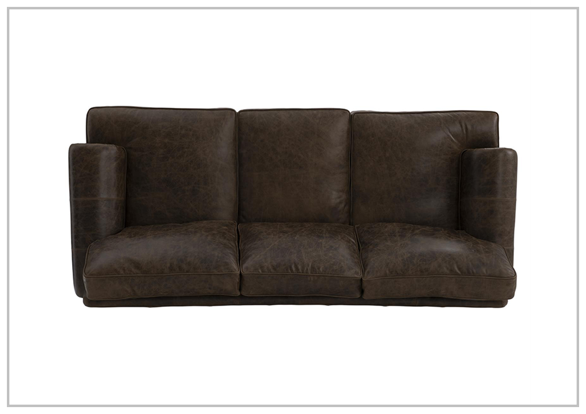 Bernhardt Foster Dark Brown Genuine Leather Sofa with Rolled Arms - Luxurious Living Room Furniture for Home & Office