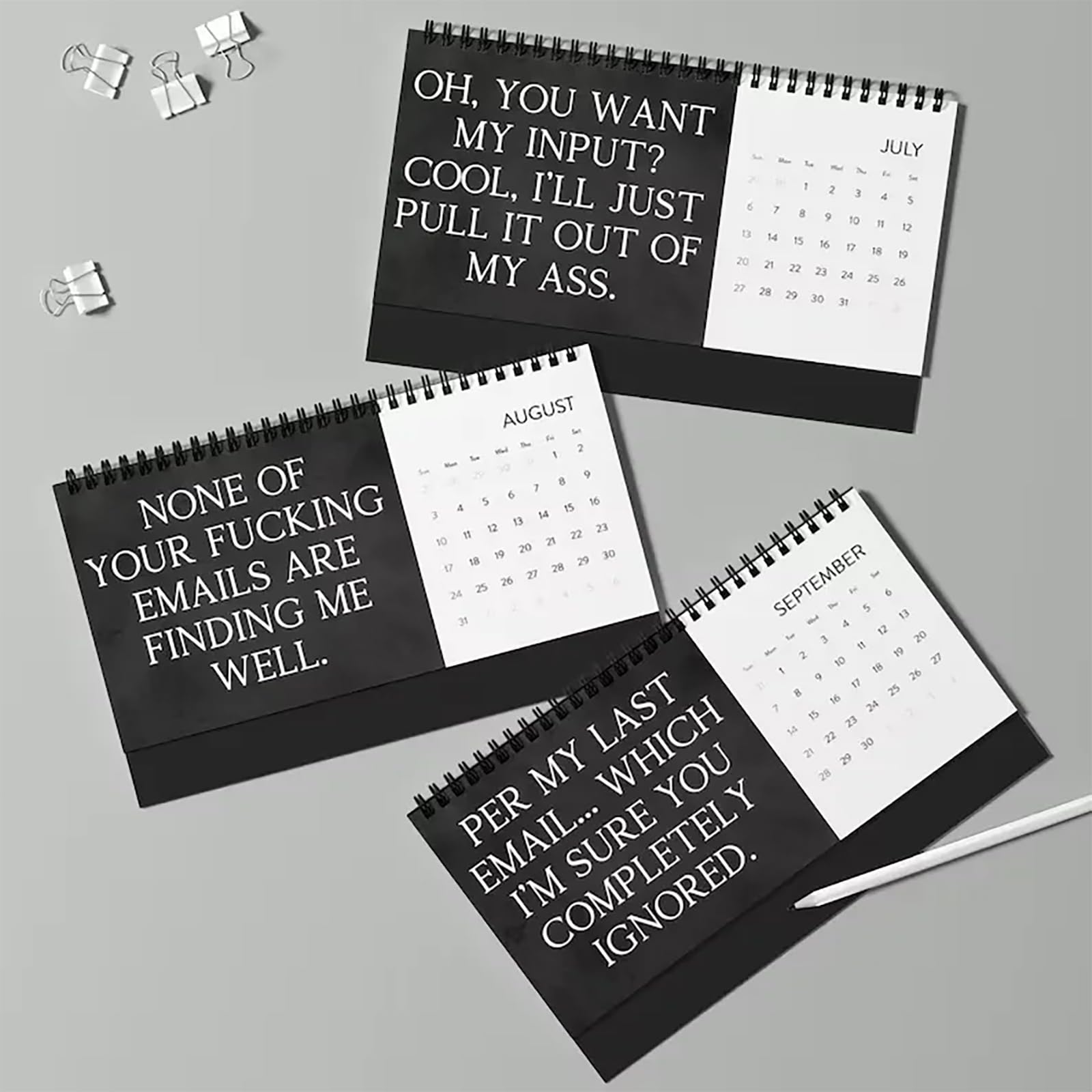 2025 Funny Desk Calendar - Office Humor & Swear Word Affirmations for Coworkers & Friends - Motivational & Demotivational Quotes - Perfect for Workplace, Home Office & Gifts (1PC)