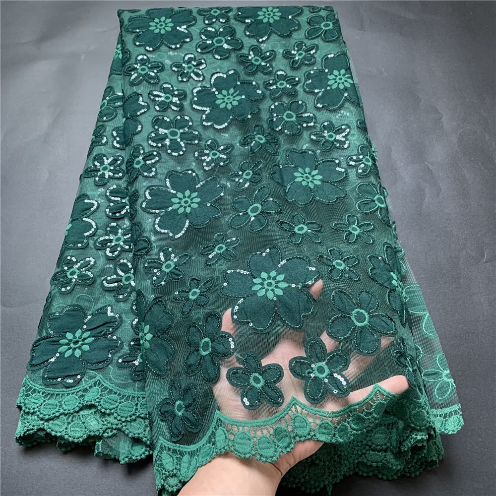 Premium African Lace Fabric with Embroidery - Swiss French Tulle Cotton Wedding Dress Material (2.5Yards/5Yards) for Bridal Gowns, Party Dresses & Special Occasions | Perfect for DIY Wedding Attire, Evening Gowns & Formal Events