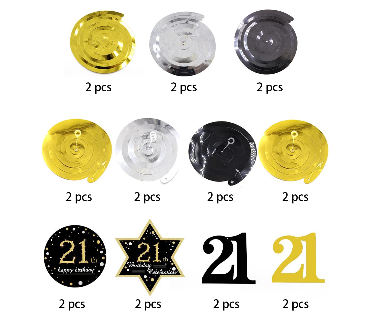 21st Birthday Party Decorations Set - Cheers & Beers Banner, Hanging Swirls, Gold & Black Pom Poms, Latex Balloons for 21 Year Old Celebration - Perfect for Milestone Birthday Parties, Bars & Adult Gatherings