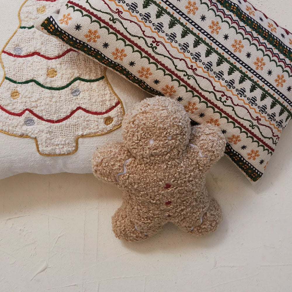 Soft Gingerbread Man Shaped Pillow - Christmas Decorative Throw Cushion for Sofa, Bed & Holiday Home Decor