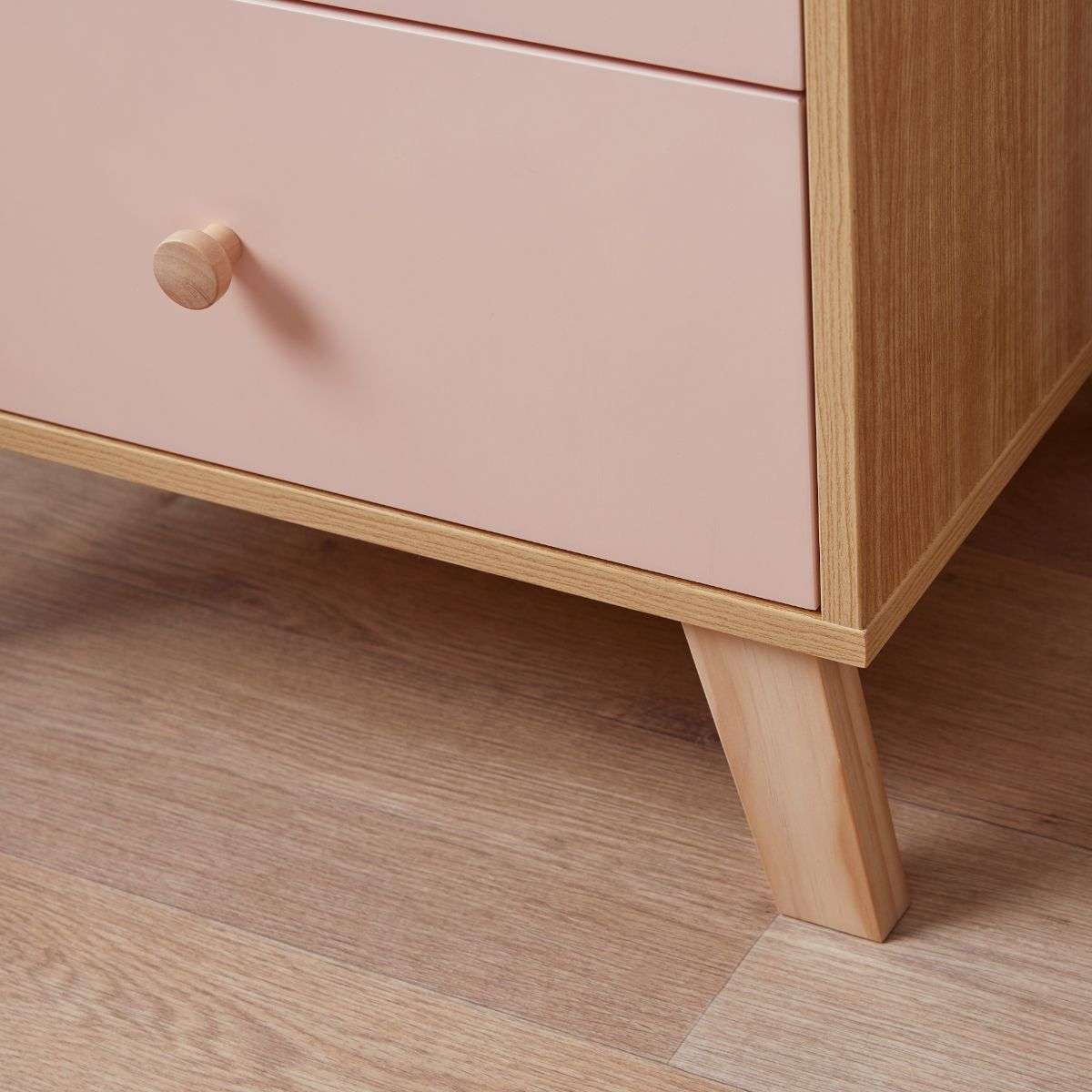 Modern Pink Aspen Bedside Table - Stylish Nightstand for Bedroom, Living Room & Guest Room - Perfect for Storage & Decor