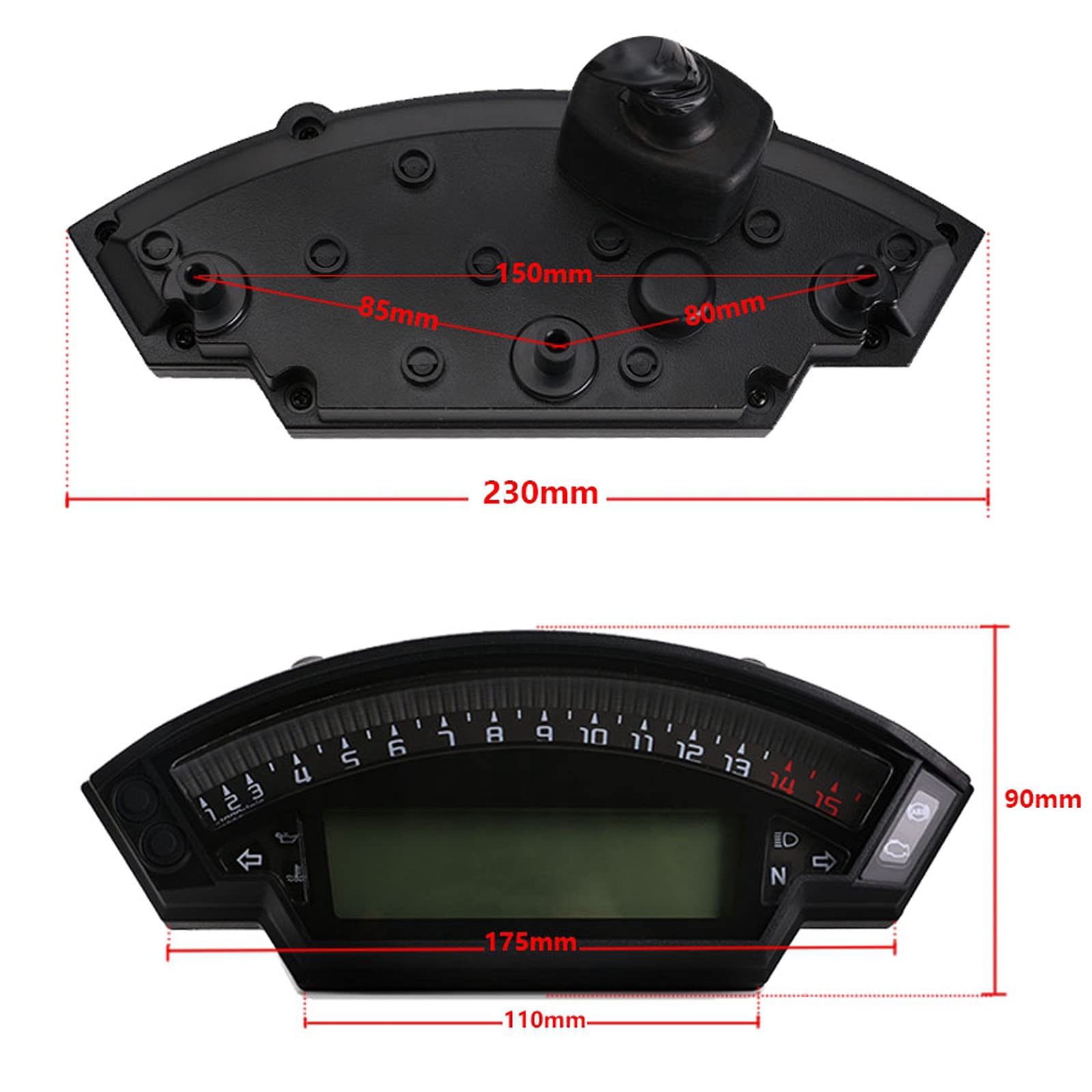 Universal Motorcycle LCD TFT Digital Speedometer Odometer - 14000RPM, 6 Gear Backlight, Compatible with 1/2/4 Cylinder Bikes | Perfect for Cruisers, Sport Bikes & Touring Motorcycles