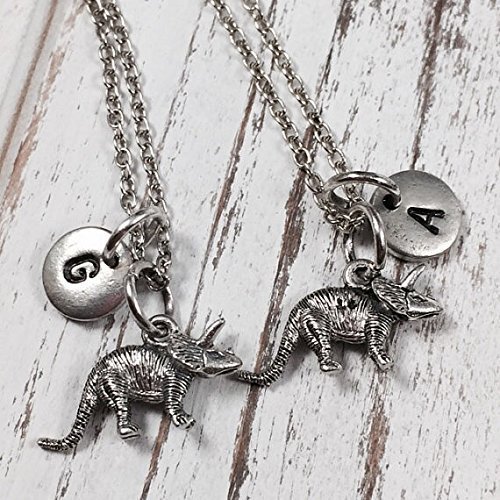 Dinosaur Necklace for Best Friends - Personalized Initial Charm Jewelry for Sisters & BFFs | Perfect Gift for Birthdays, Anniversaries & Friendship Day
