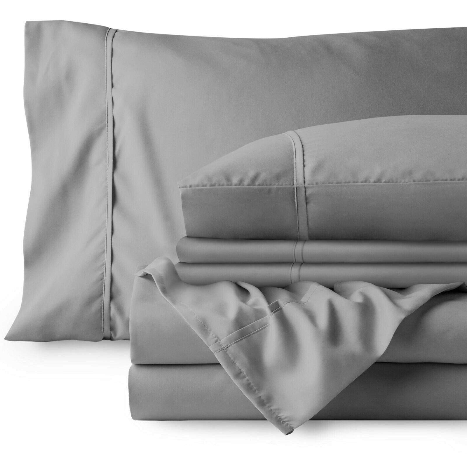 Premium Ultra Soft Microfiber Bed Sheet Set - Grey, Queen Size, Breathable & Wrinkle-Resistant for Comfortable Sleep - Perfect for Master Bedroom, Guest Room & Dormitory