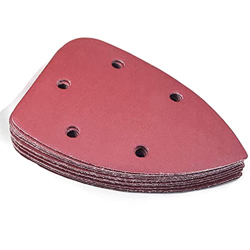 30Pcs 400 Grit Hook & Loop Sandpaper for Mouse Sander - 5 Hole Design, Red Detail Sander Pads - Perfect for Woodworking, Furniture Refinishing & DIY Projects