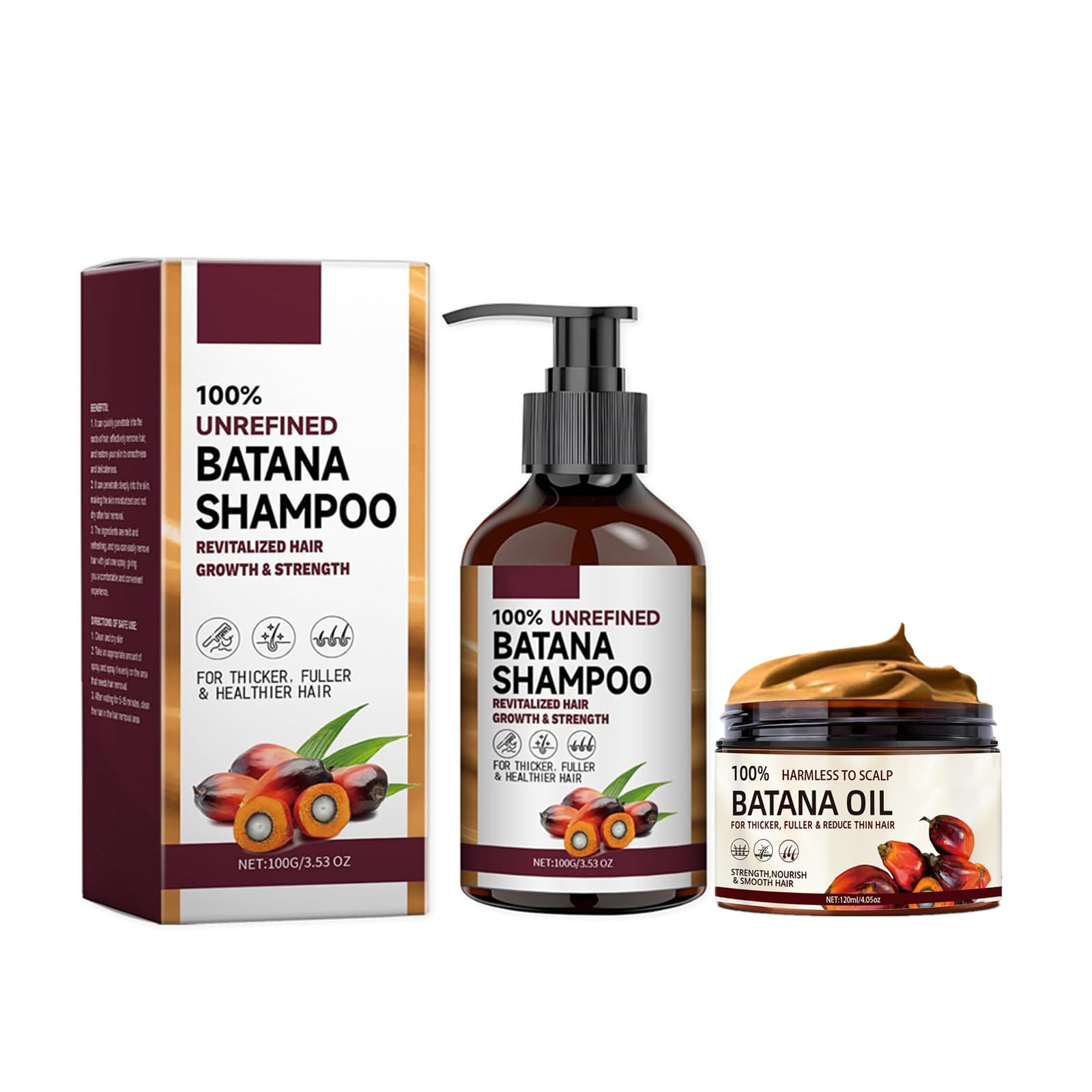 Batana Oil Shampoo & Conditioner Set (2-Piece) for Hair Growth & Repair – Natural Hair Care for Dry, Damaged & Thinning Hair – Perfect for Daily Use & Scalp Treatment