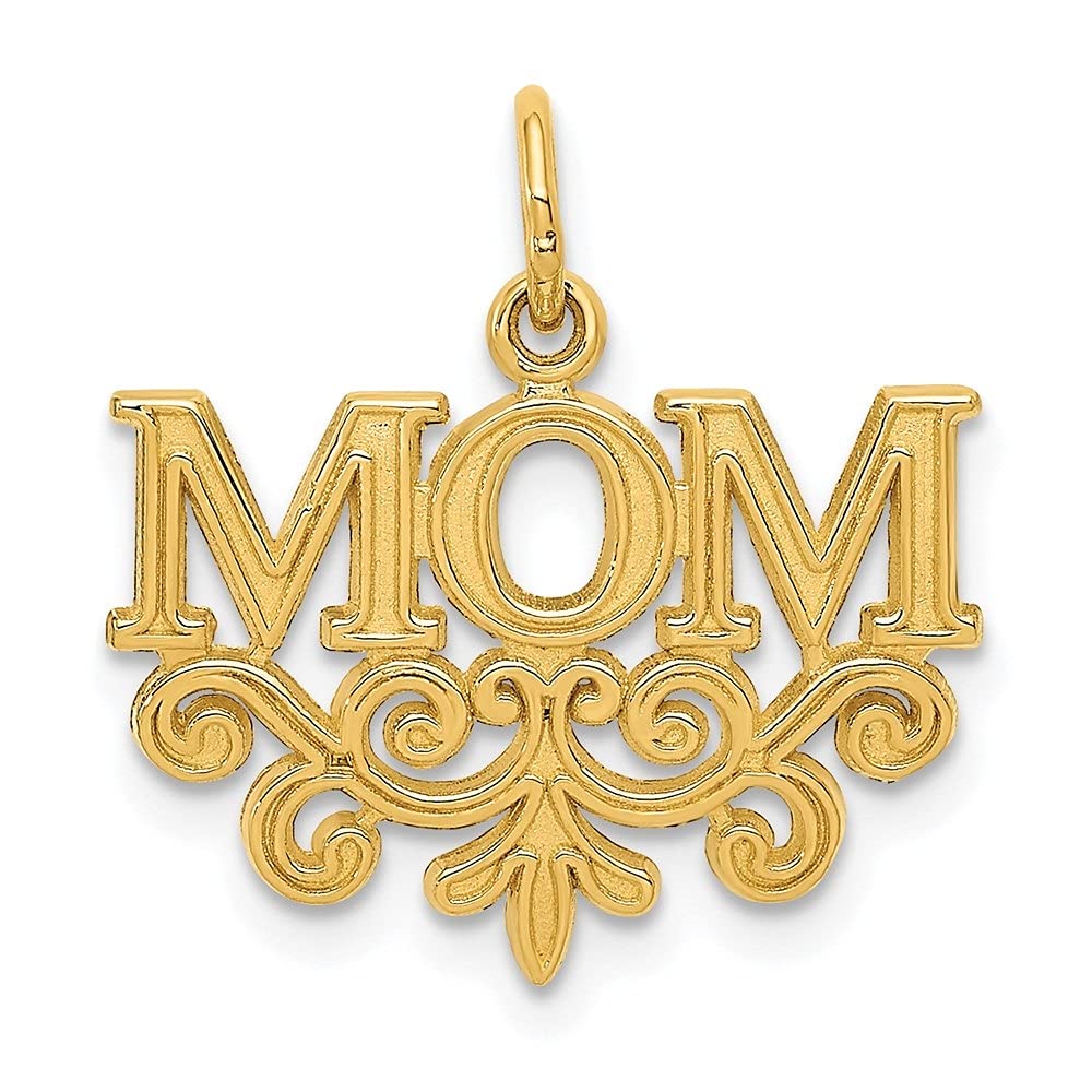14k Yellow Gold Mom Pendant Necklace for Women - Diamond2Deal Fine Jewelry Gift for Mother's Day, Birthday & Special Occasions