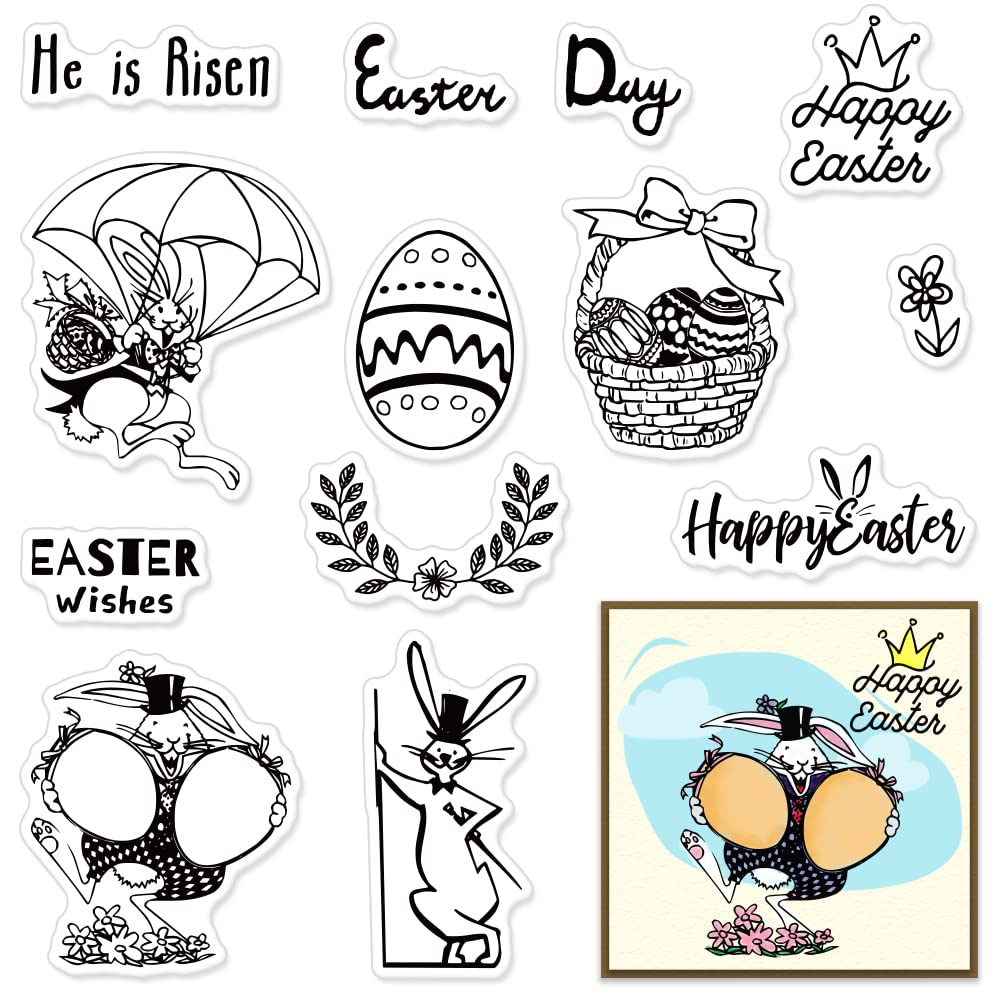 Easter Clear Stamps Set - Bunny Egg Design for Card Making, Scrapbooking, DIY Crafts & Home Decor | Perfect for Easter Greeting Cards, Photo Albums, Party Invitations & Spring Decorations
