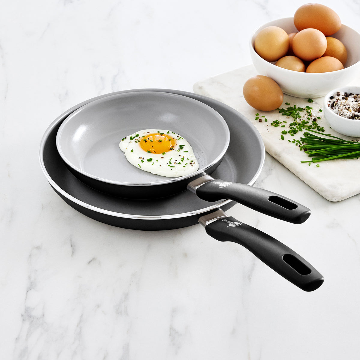 Dover Ceramic Nonstick 8-Inch & 10-Inch Frying Pan Set - Black | Non-Toxic, PFOA-Free Cookware for Healthy Cooking | Perfect for Sauteing, Frying & Omelets