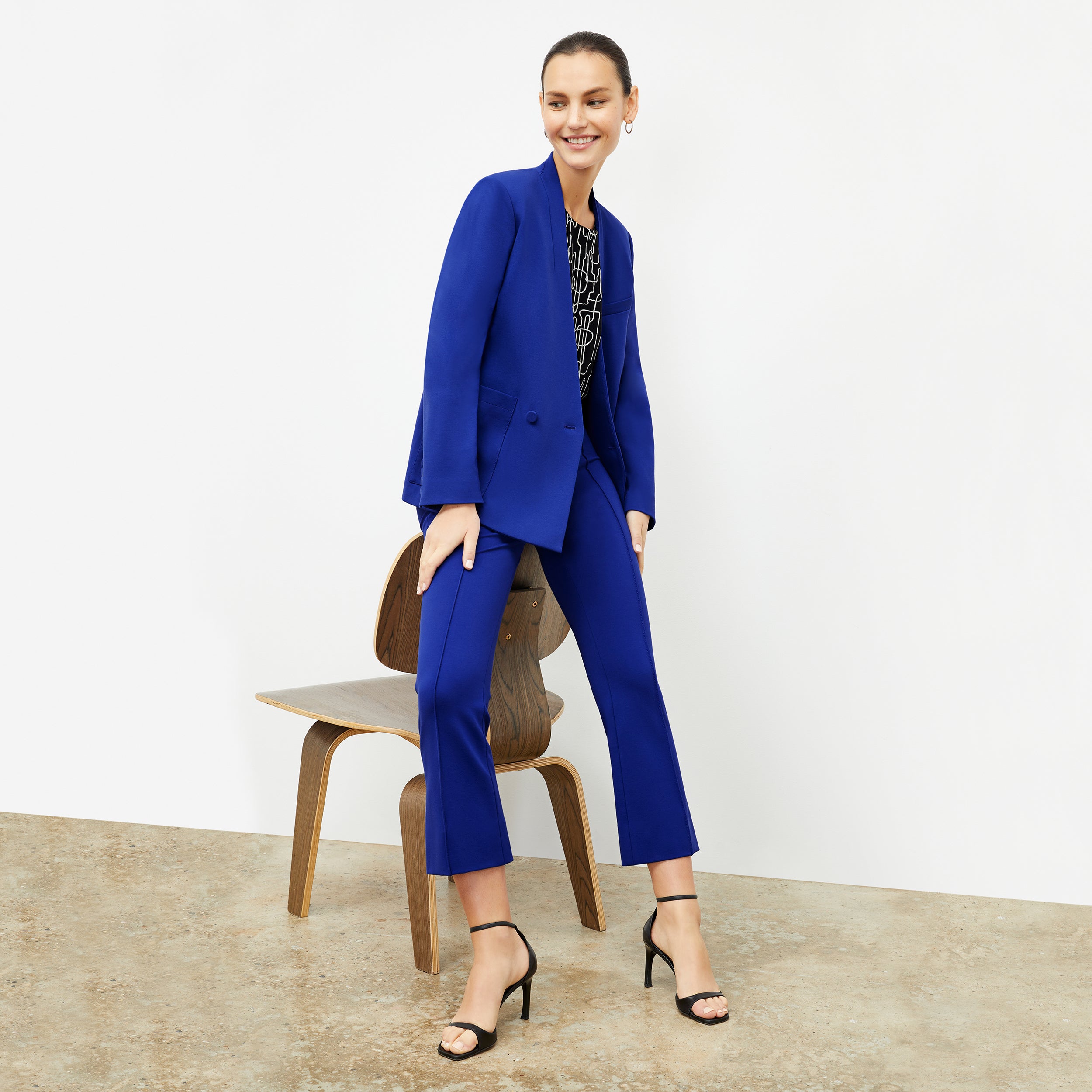 Allyn Kick Flare Pant - Butter Ponte Fabric in Electric Blue | Women's Stretchy Bootcut Pants for Work & Casual Wear