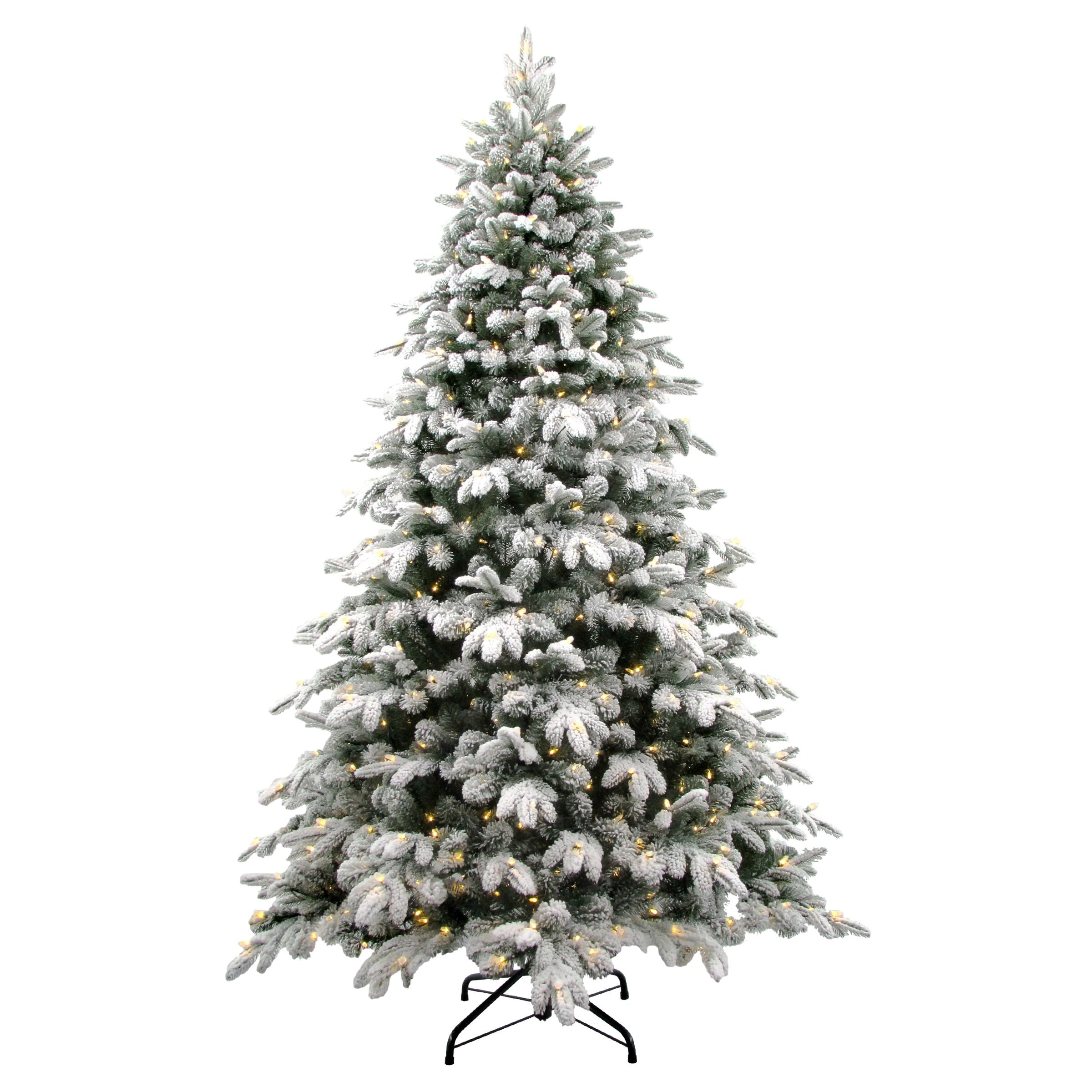 7.5 ft Pre-Lit Snowy Avalanche Christmas Tree with Dual Color LED Lights - Perfect for Holiday Decor, Home & Office Festive Decorations