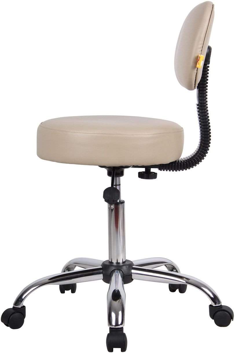 Boss Caressoft Medical Stool with Back Cushion [B245 BG] - Ergonomic Adjustable Doctor Stool for Clinic, Office & Home Use