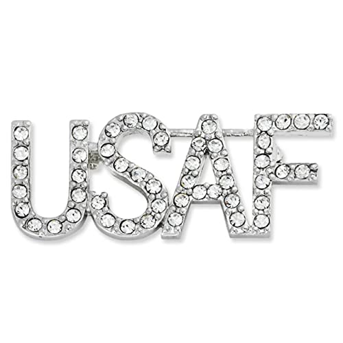 USAF Rhinestone Nickel Plated
