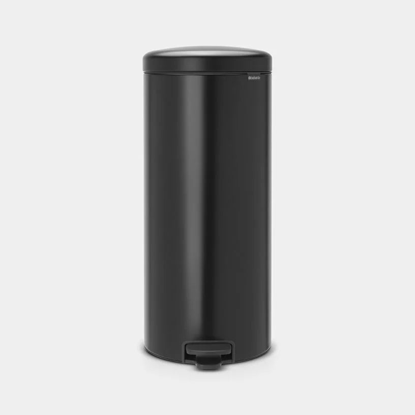 Newlcon Matt Black Pedal Bin - Hands-Free Trash Can for Kitchen, Bathroom & Office Waste Disposal