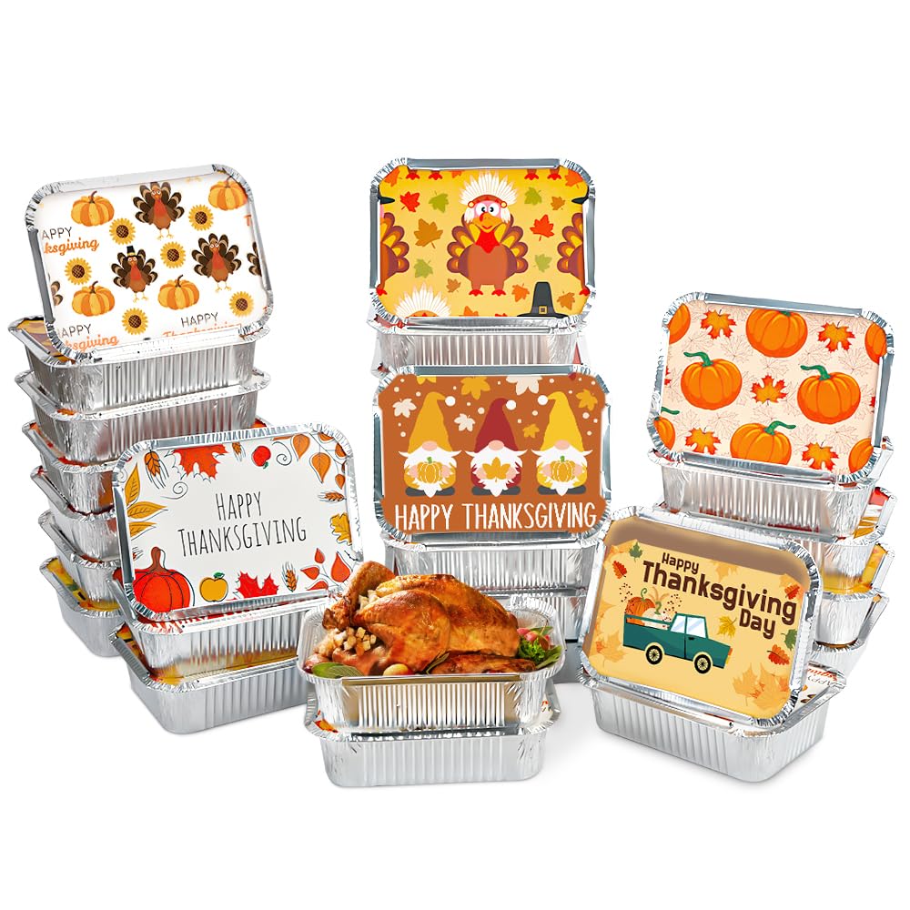 AKEROCK 36-Piece Thanksgiving Leftover Containers with Lids - Reusable Food Storage Containers & Aluminum Foil for Holiday Meals, Parties, and Meal Prep