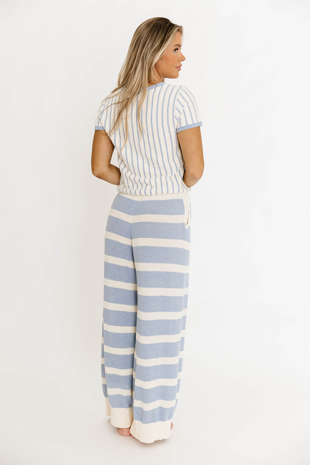 Zelie Relaxed Sweater Set - Soft Blue & Ivory Knit Outfit for Women | Cozy Loungewear & Casual Wear for Fall & Winter