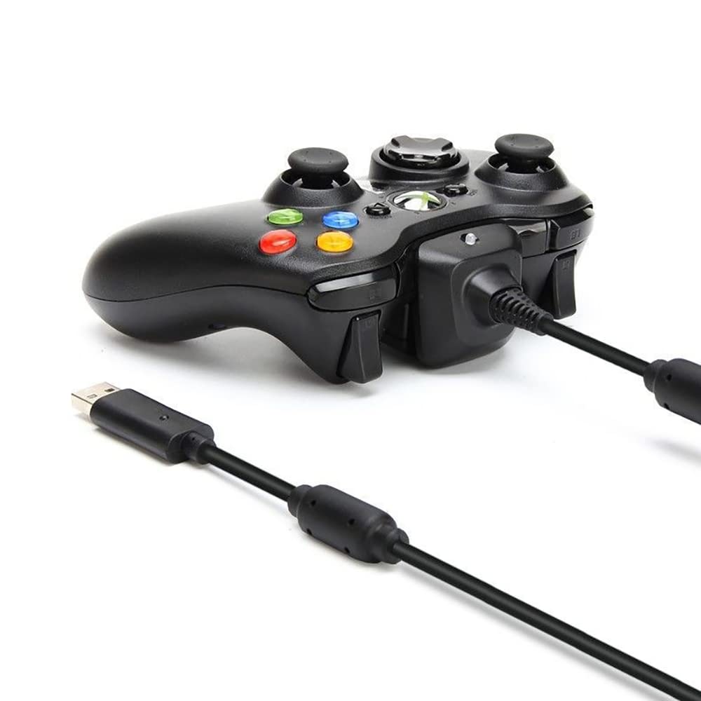 OSTENT 2-in-1 Charging Cable with Rechargeable Battery Pack for Xbox 360 Wireless Controller - Black | Fast Charging Solution for Gaming Sessions & Travel