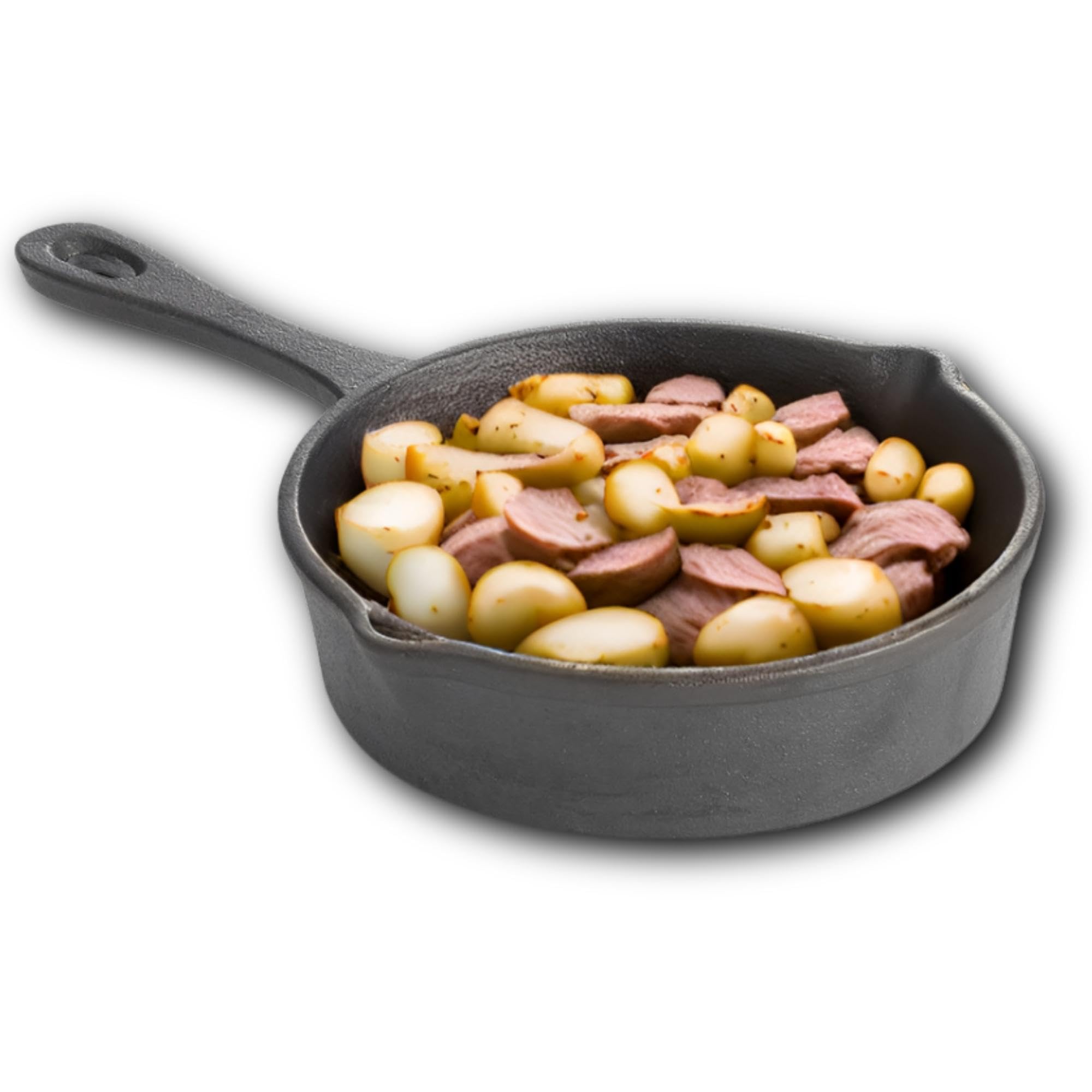 TableCraft 11 oz Cast Iron Mini Skillet - Black - Perfect for Individual Desserts, Eggs & Appetizers | Durable Non-Stick Cooking Pan for Kitchen, Camping & Outdoor Use