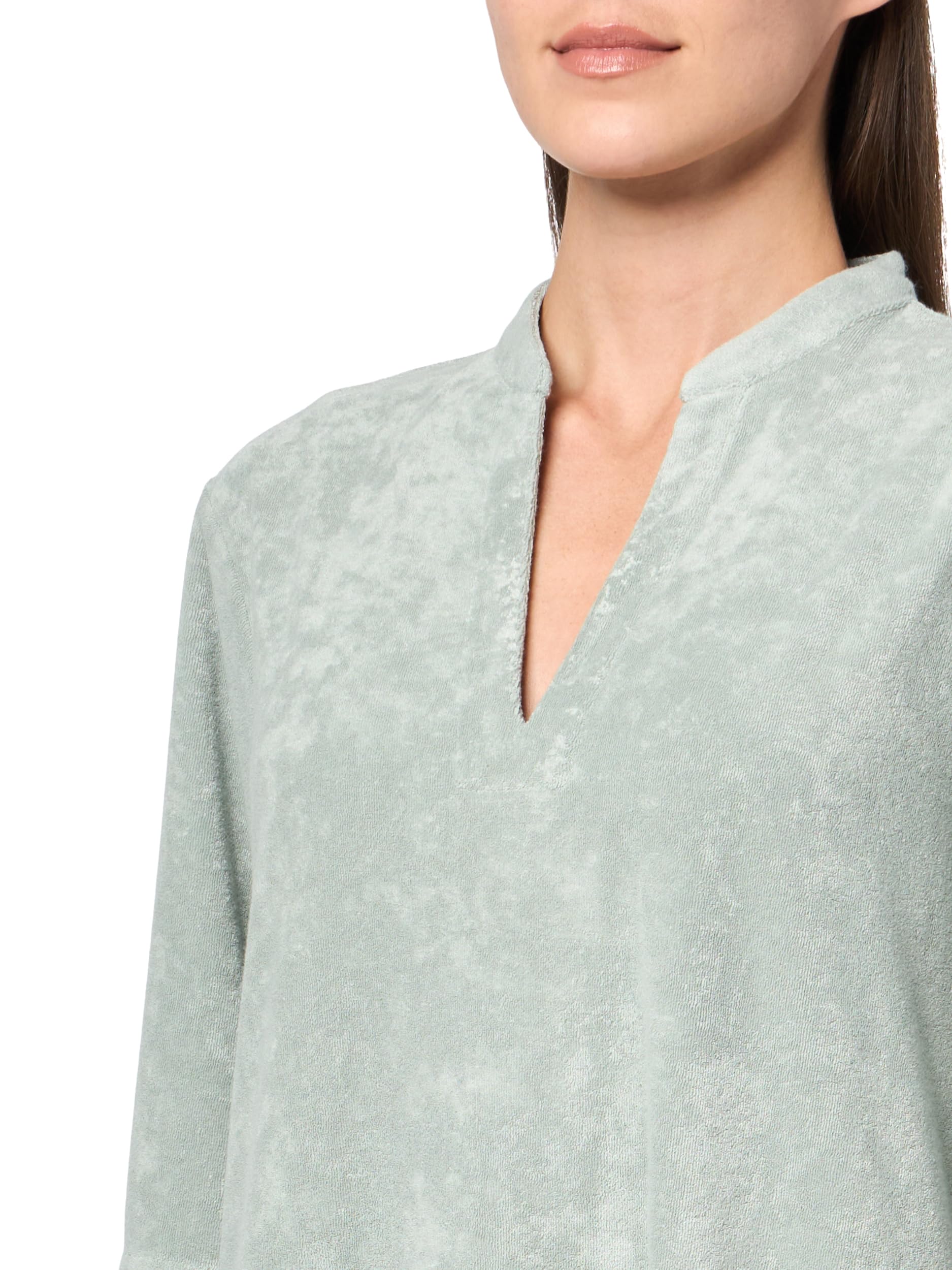 Barefoot Dreams CozyTerry Placket Caftan - Soft Loungewear for Women, Beach Glass Color, XS - Perfect for Spa Days, Beach Coverups & Cozy Evenings at Home