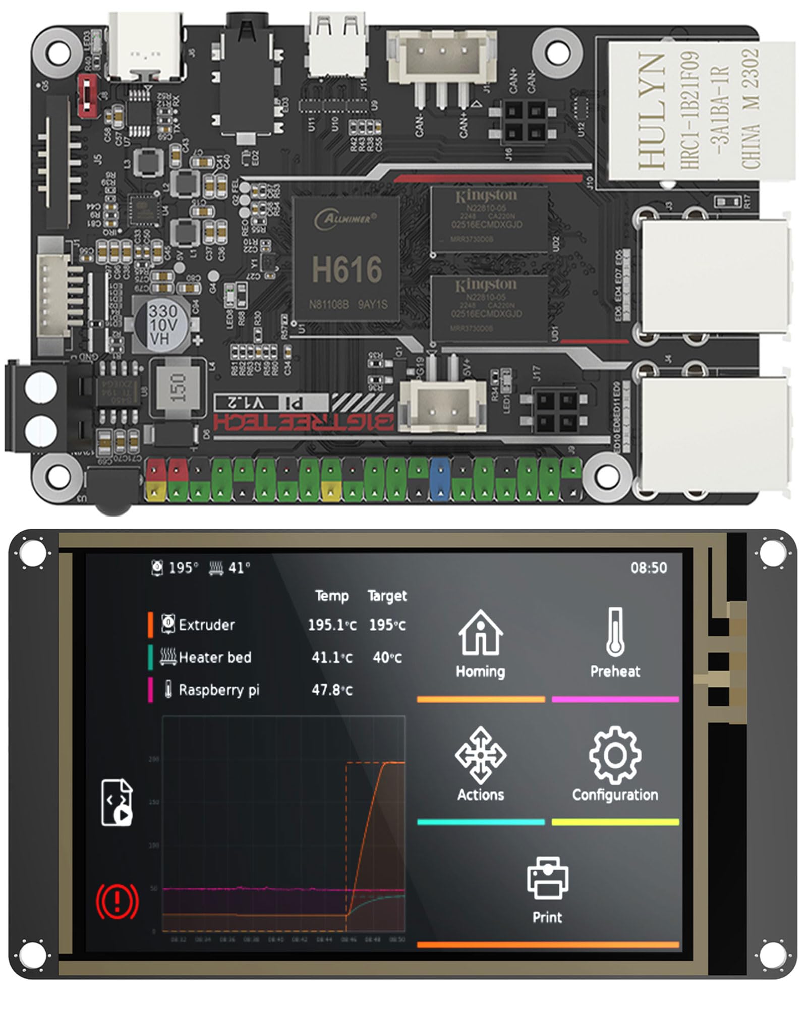 BIGTREETECH Pi V1.2 + TFT35 SPI V2.1 Control Board Kit for FDM 3D Printer - Compatible with Klipper Firmware | Upgrade Your 3D Printing Experience for DIY Projects and Prototyping