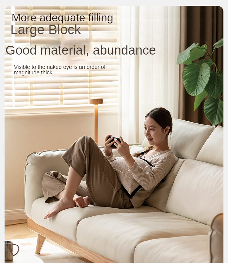 Modern Oak Solid Wood Straight Row Down Sofa - Durable & Stylish Living Room Furniture for Home, Office, and Lounge Spaces