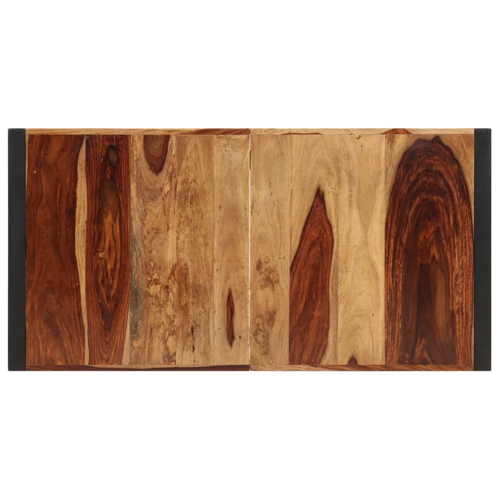 Modern Rectangle Dining Table - Solid Sheesham Wood Tabletop with Sturdy Steel Legs - 63
