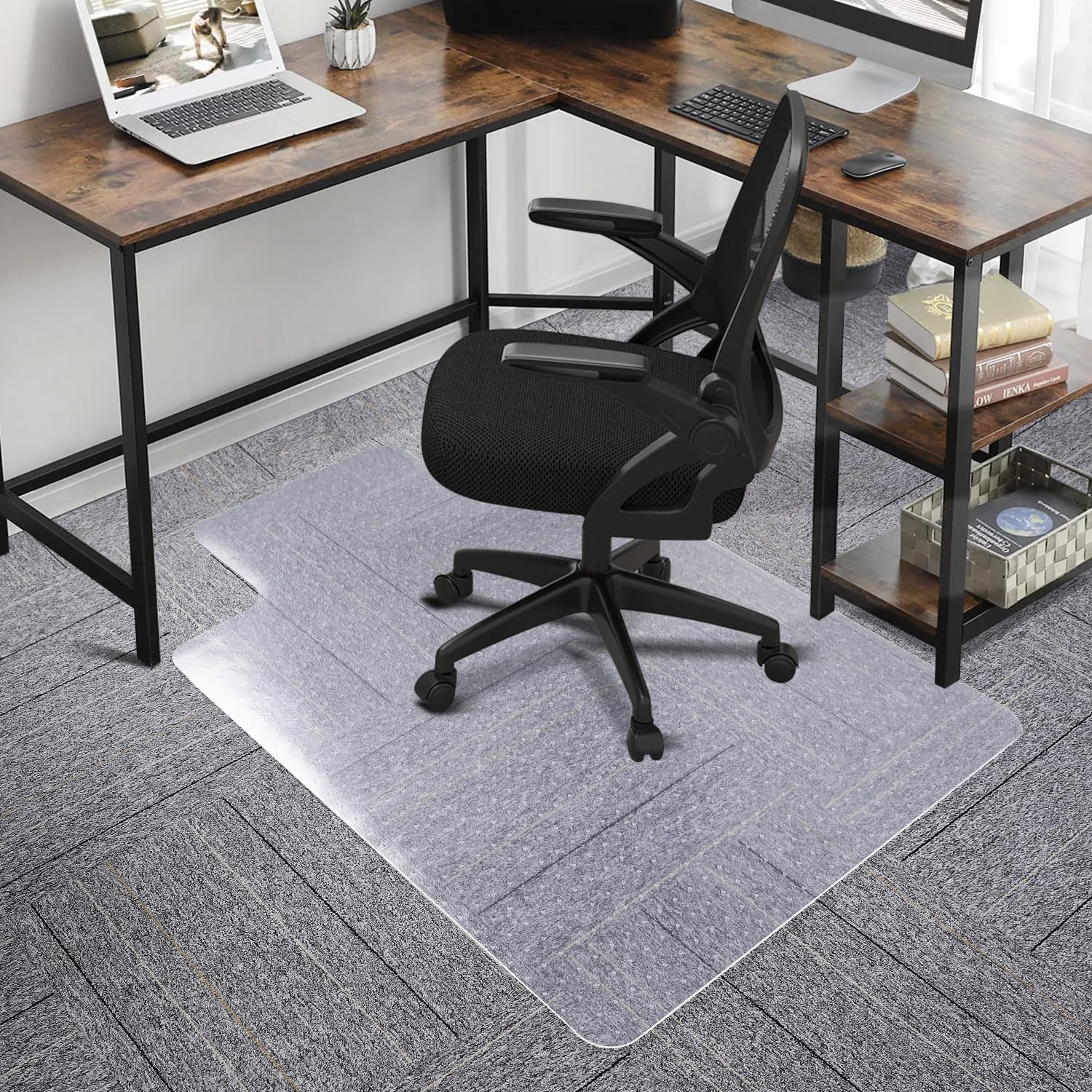 SALLOUS Clear Heavy Duty Vinyl Chair Mat for Carpet - 53