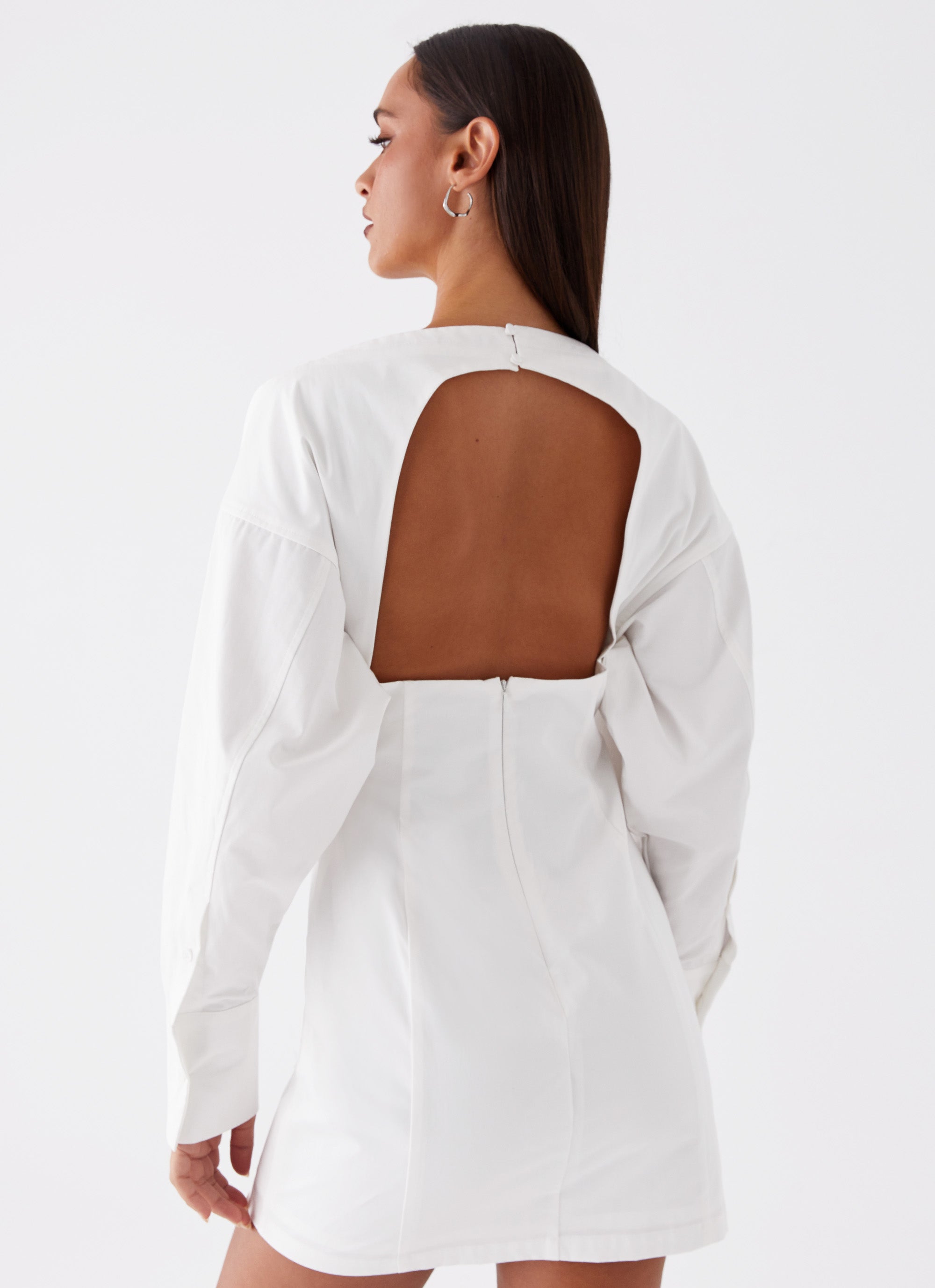 Dynasty Mini Dress Shirt - White | Elegant Women's Fashion Top for Casual Wear, Office & Party Outfits