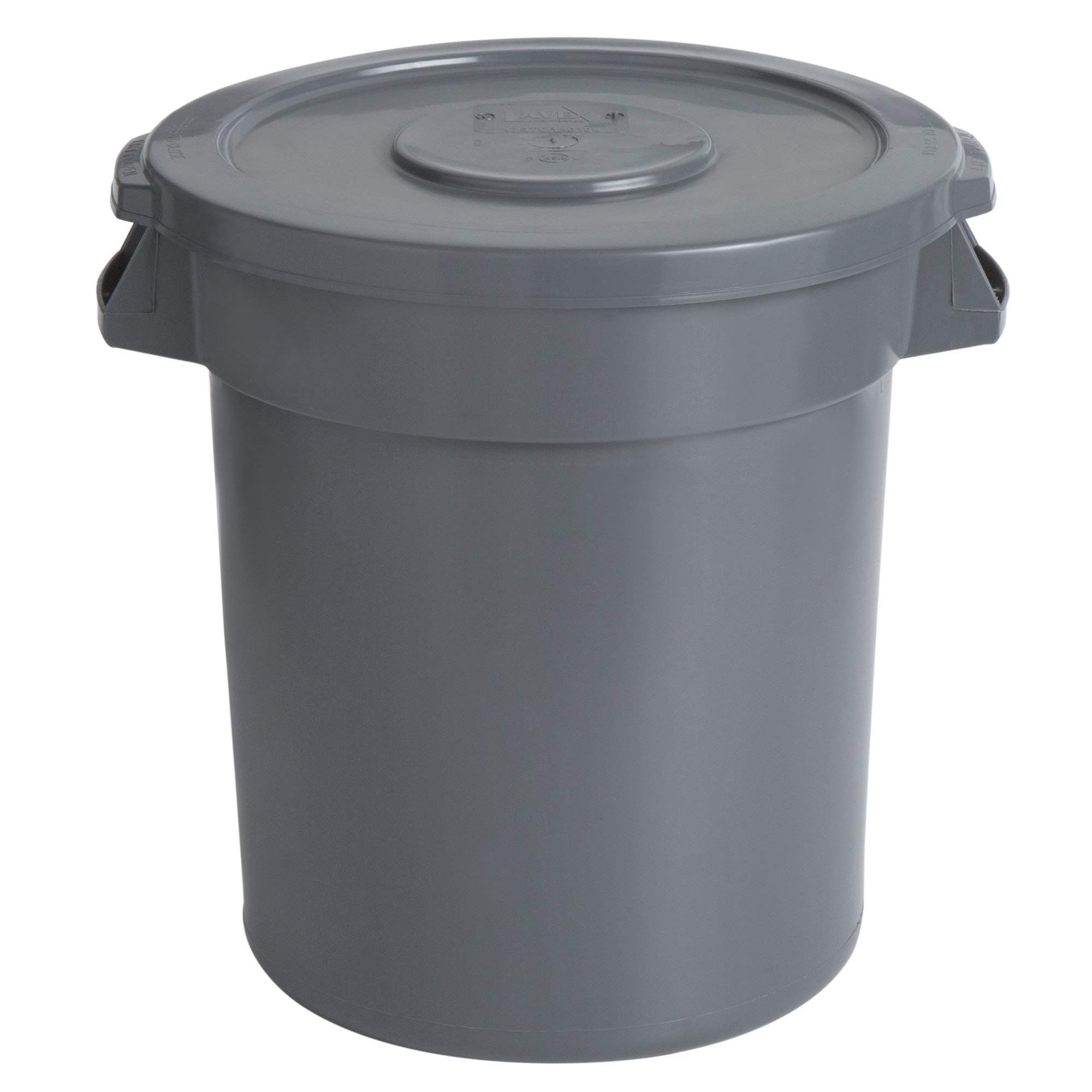 10 Gallon / 35 Liters Gray Round Commercial Trash Can with Lid - Heavy Duty Waste Bin for Kitchen, Restaurant & Office Use - Ingredient Storage Container & Garbage Bucket for Home & Business