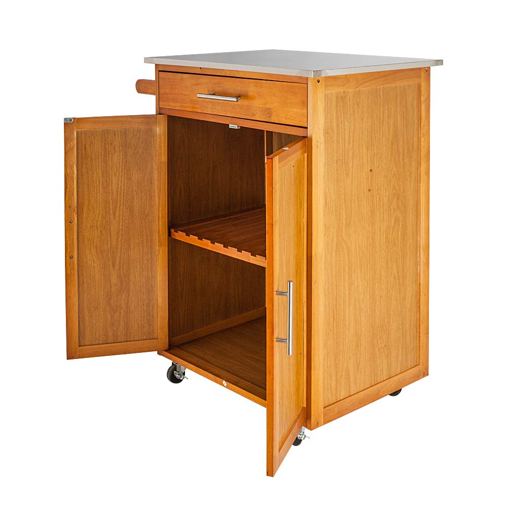 Detachable Kitchen Cart with Stainless Steel Countertop - 1 Drawer & 1 Cabinet - Mobile Kitchen Island for Small Spaces - Perfect for Office, Dining Room, Living Room & Apartment Cooking