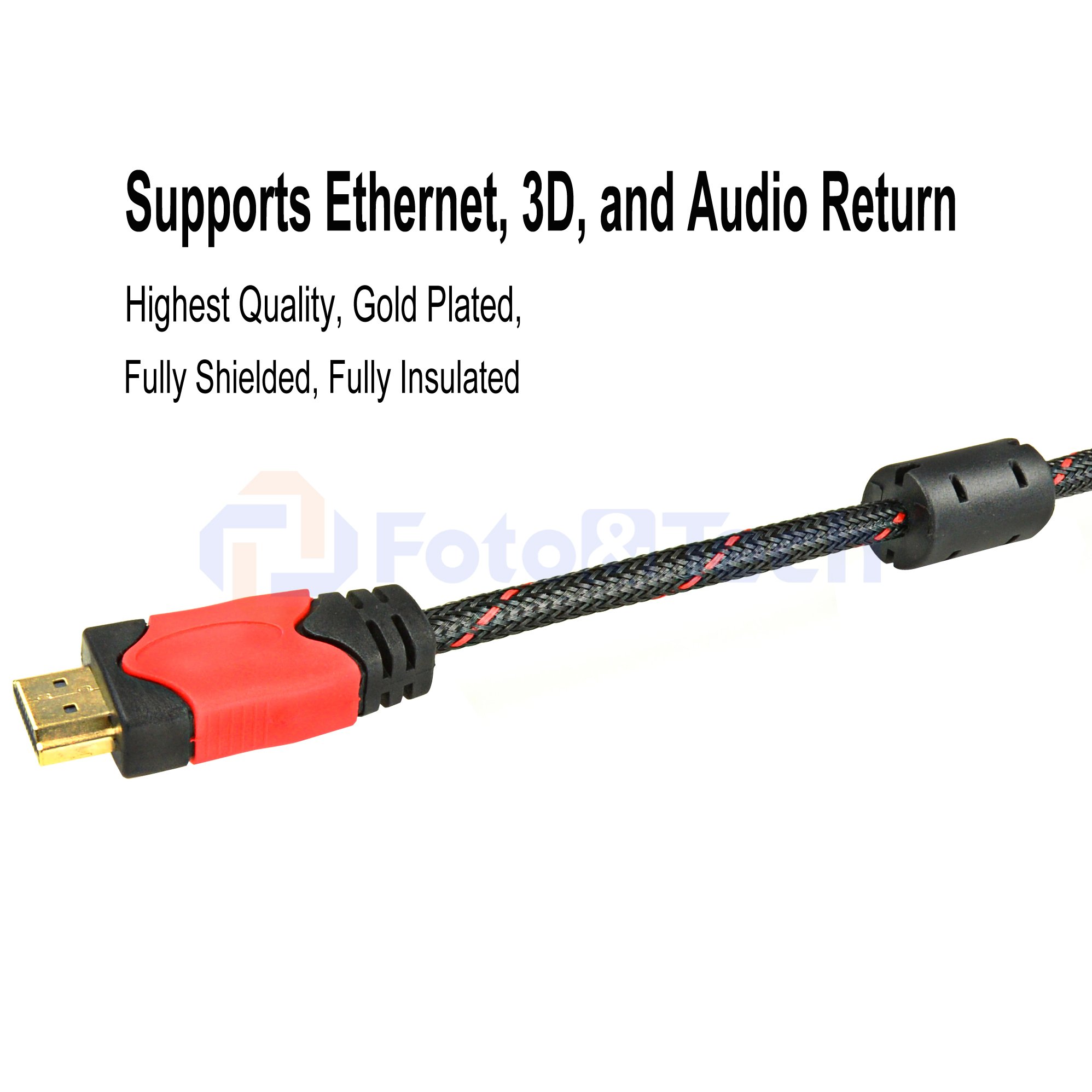 Foto&Tech 10 Feet Mini HDMI to HDMI Cable - 4K Ultra HD Compatible with Blackmagic Design UltraStudio, Canon DSLR Cameras (1D X Mark II, 5D Mark IV, 7D Mark II, 80D, T7i) - Perfect for Live Streaming, Video Recording & Studio Production