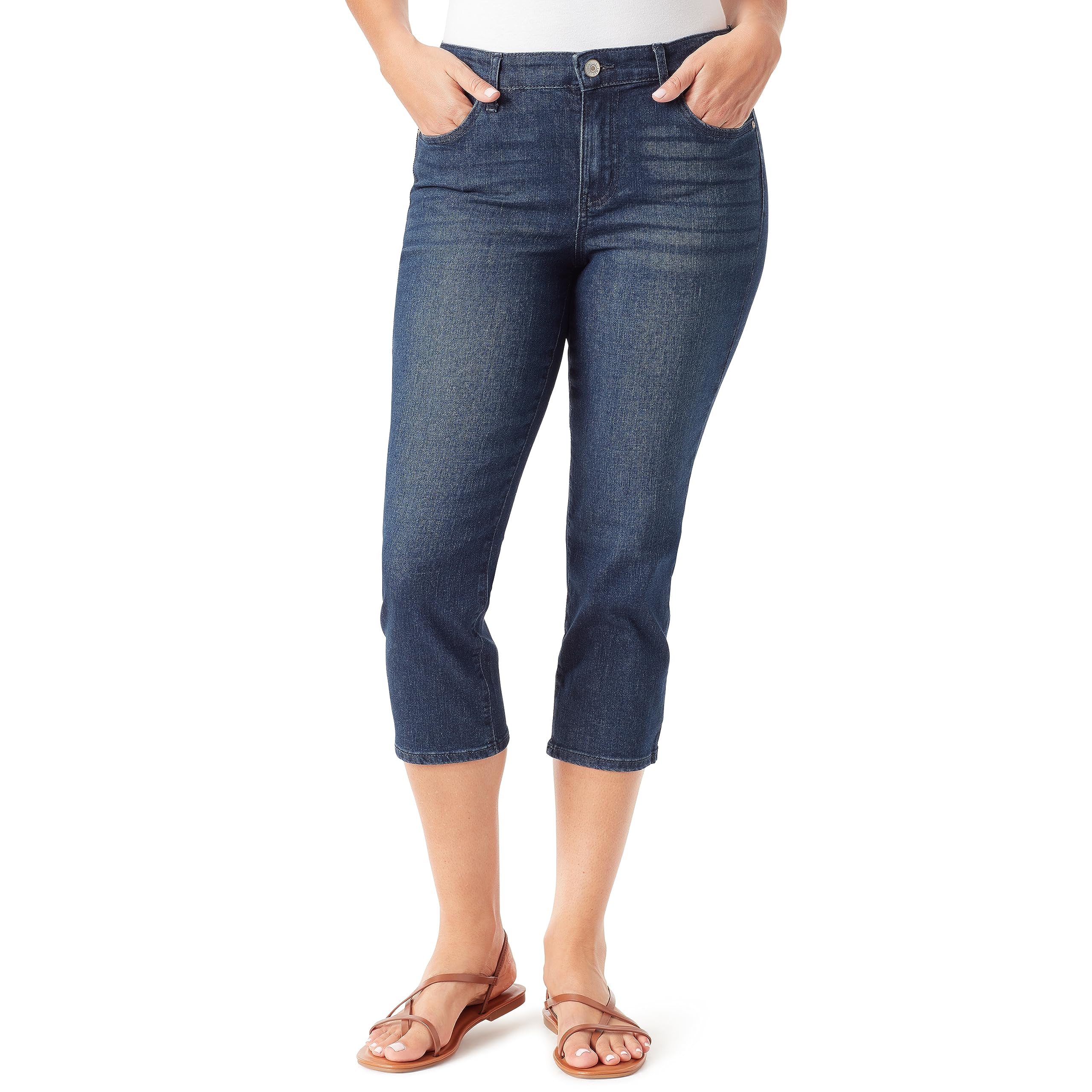Vintage American Blues Women's Roll Cuff Capri Pants - Retro High Waisted Cotton Trousers for Casual Outfits & Summer Fashion