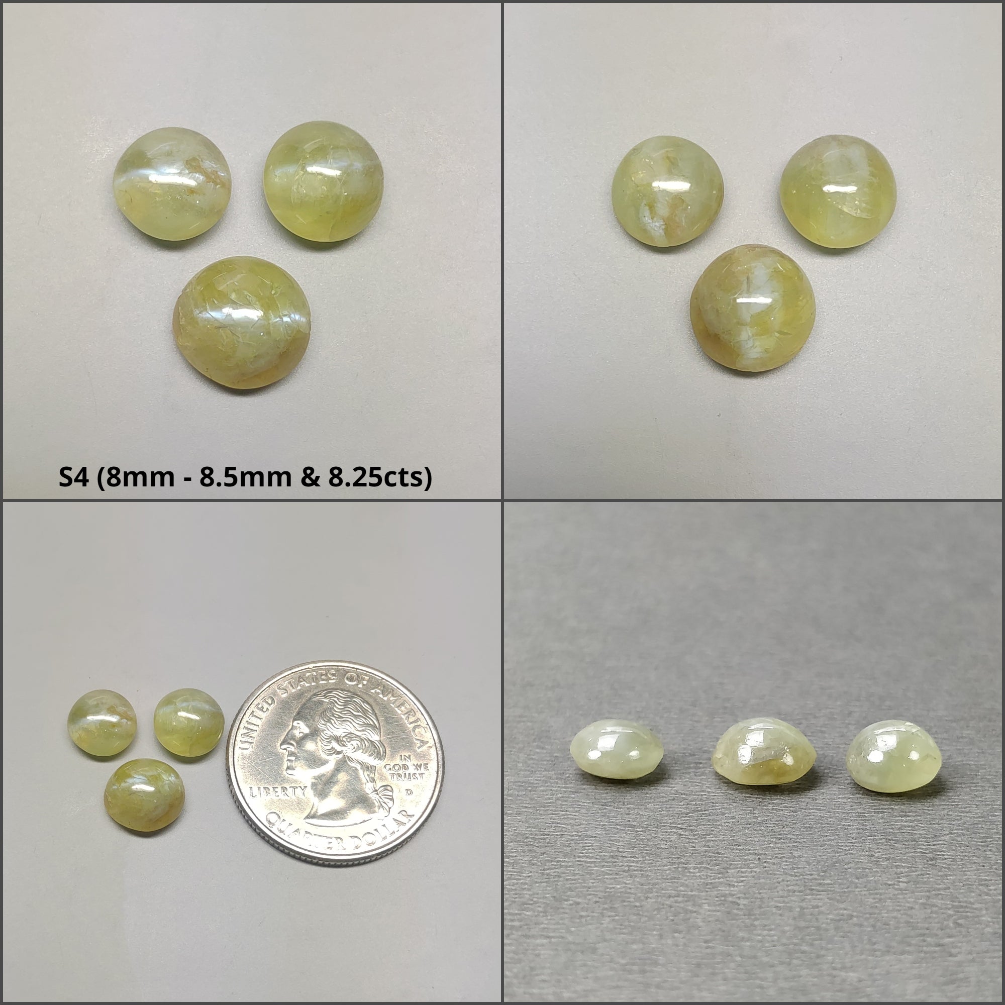 Natural Untreated Chrysoberyl Cat's Eye Gemstone Cabochon - Round & Oval Shapes (2pcs, 3pcs, 6pcs, 10pcs) | Healing Crystal for Jewelry Making, Meditation & Energy Work