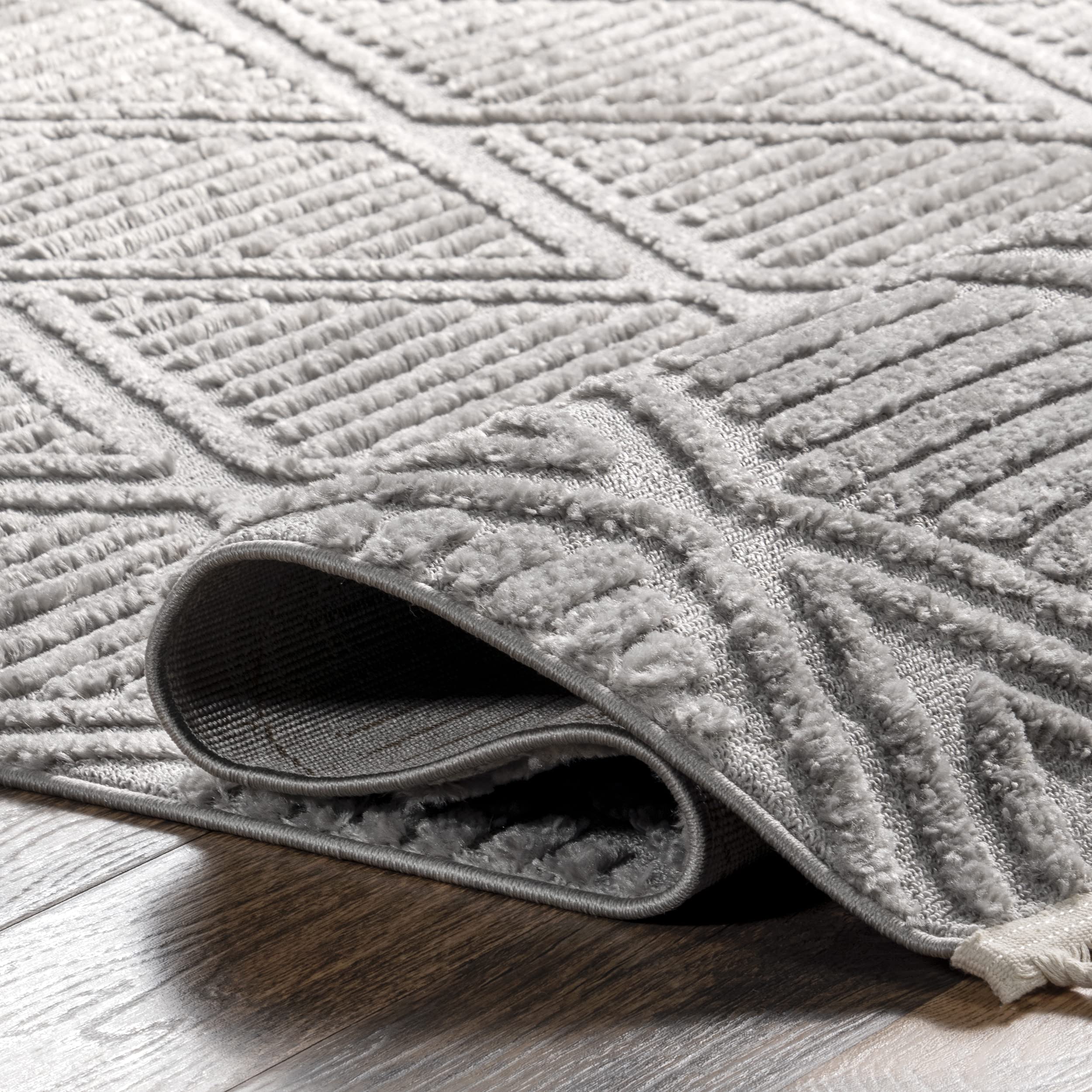 Balboa Textured Tile Area Rug 9x12 - Modern Grey Indoor Rug for Living Room, Bedroom, Dining Room & Kitchen | Soft & Durable Floor Covering for Home Decor