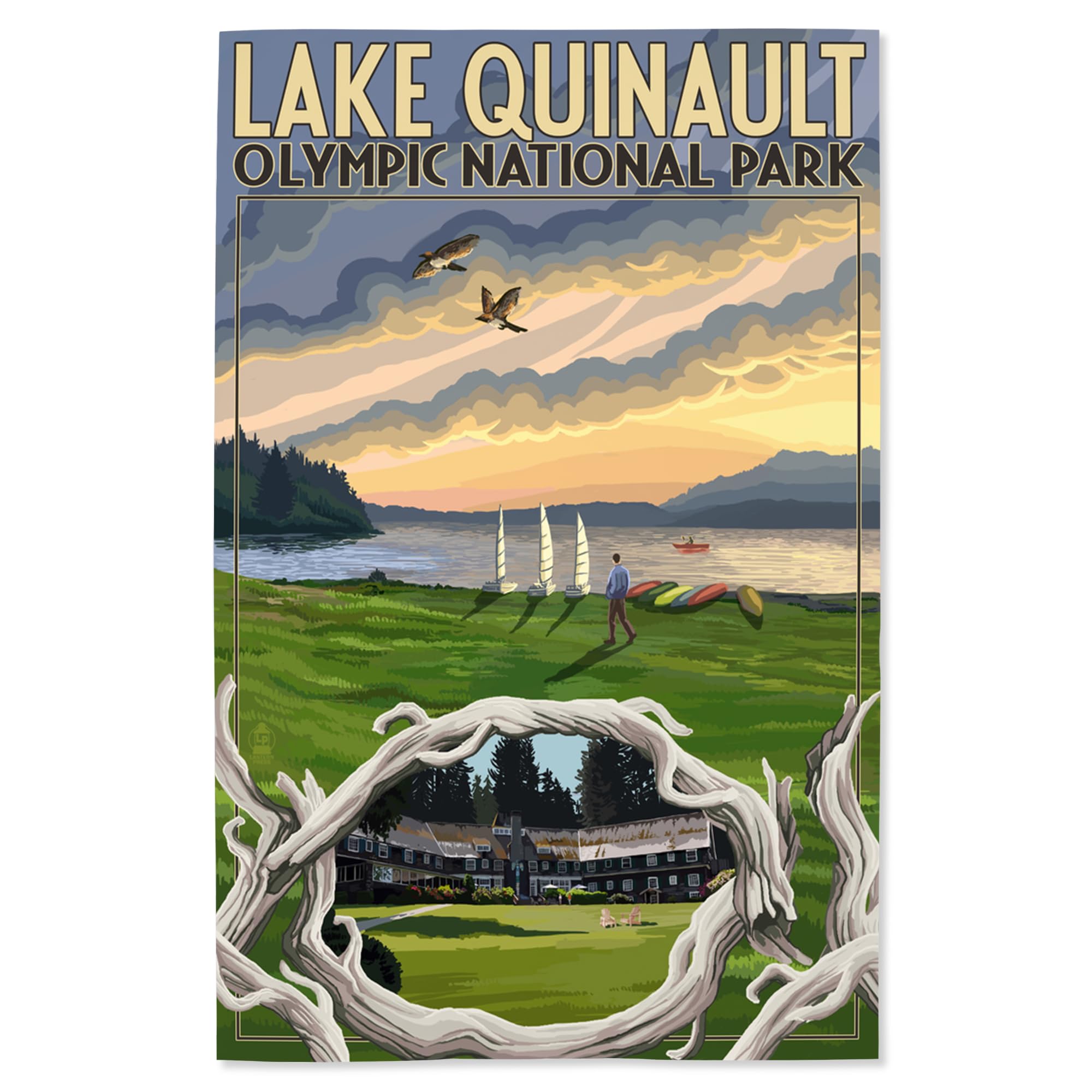 Lantern Press 16x24 Inch Giclee Art Print - Olympic National Park Washington Landscape with Lake Quinault - Perfect for Home Decor, Office Wall Art & Nature Lover Gifts
