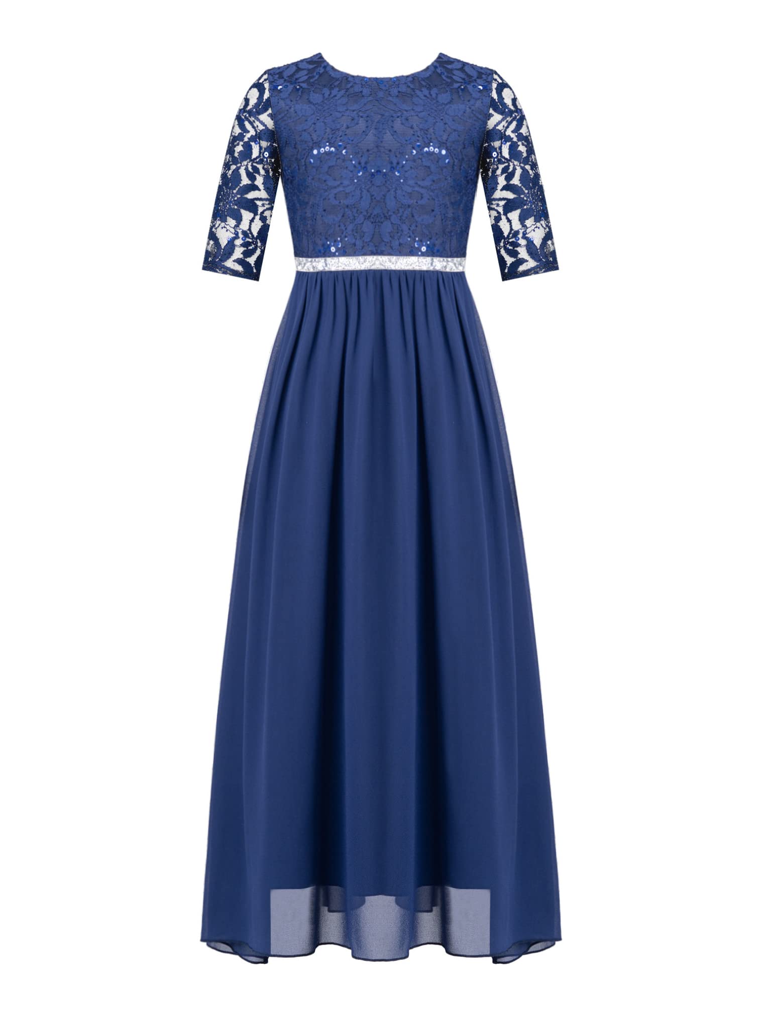 Sparkly Rhinestone Flower Girls Dress - Lace Chiffon Princess Party Dress for Weddings, Birthday & Pageant | Perfect for Flower Girls, Birthday Celebrations & Special Occasions
