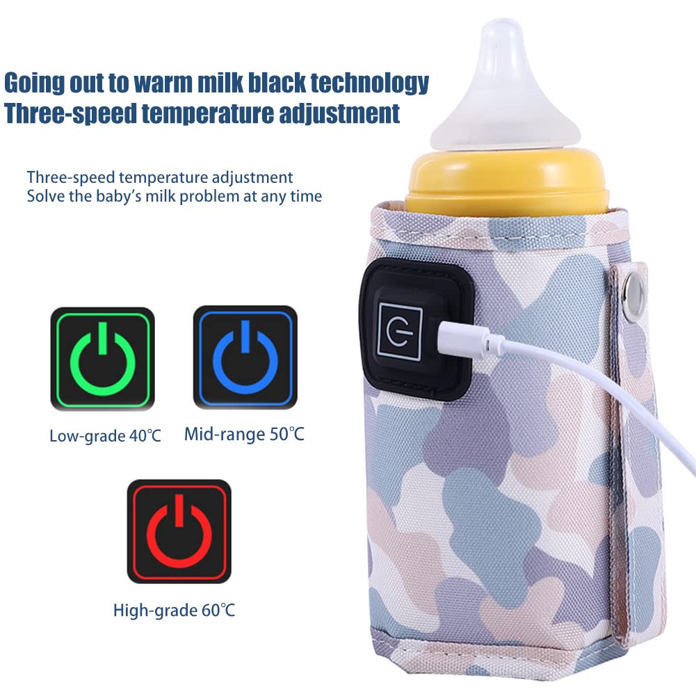 SEADEAR Portable USB Bottle Warmer - 3-Speed Adjustable Baby Bottle Heater for Travel, Car, Home & Shopping | Fast Heating Universal Bottle Warmer Bag for Breastmilk, Formula & Baby Food (Blue) - Perfect for On-the-Go Parents, Road Trips & Quick Feedings