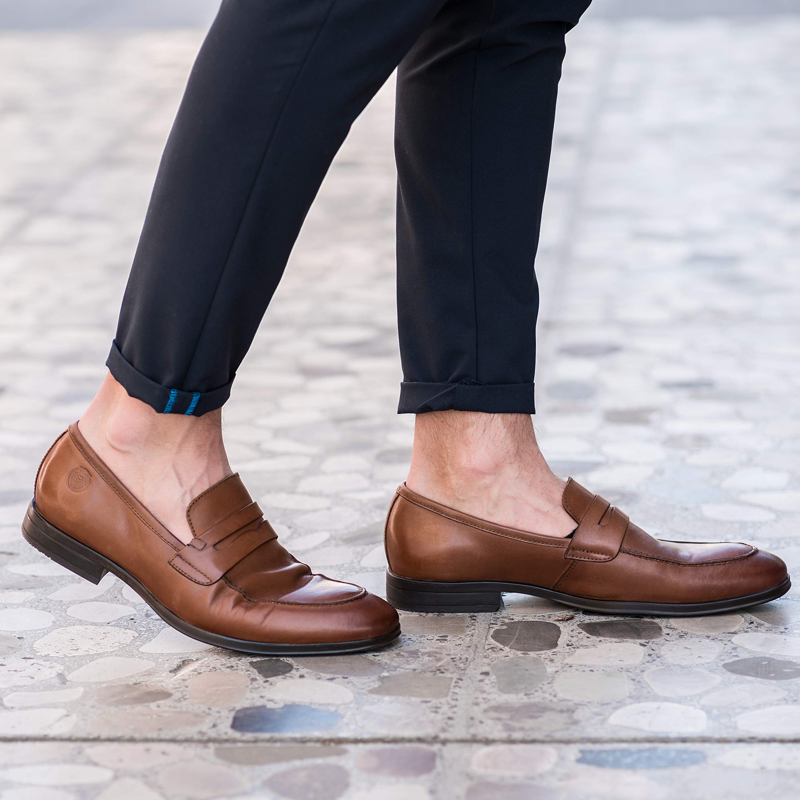 Samuel Genuine Leather Penny Loafers for Men - Handcrafted Classic Slip-On Dress Shoes with Arch Support & Rubber Sole | Comfortable Low Heel Loafers for Spring | Perfect for Business Casual, Office Wear & Formal Occasions