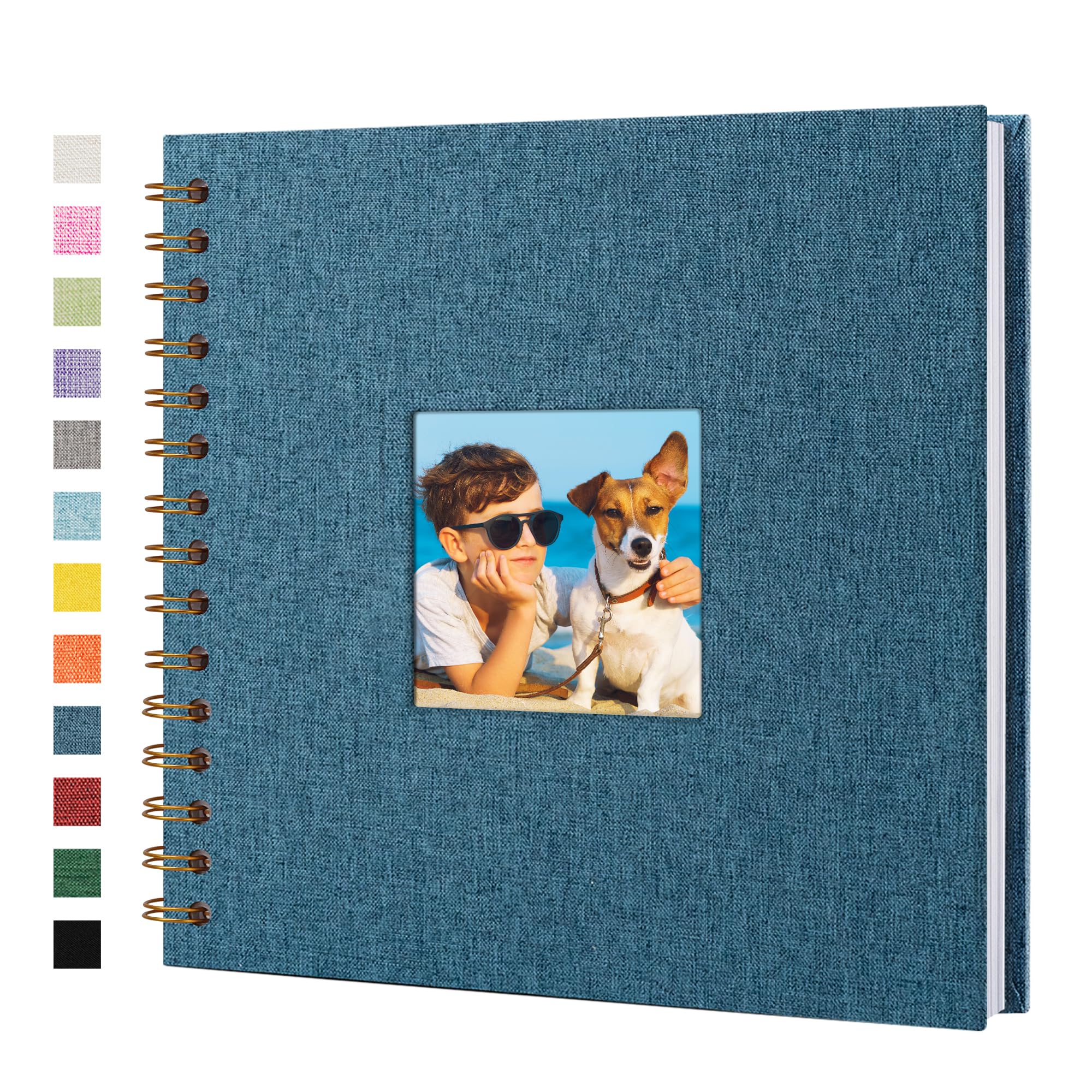 Premium Linen Covered Scrapbook Photo Album - 8x8 Inch Hardcover with Kraft White Pages (20 Sheets/40 Pages) - Perfect for Wedding Guest Book, Baby Shower Memory Album, Travel Journal & Christmas Scrapbooking
