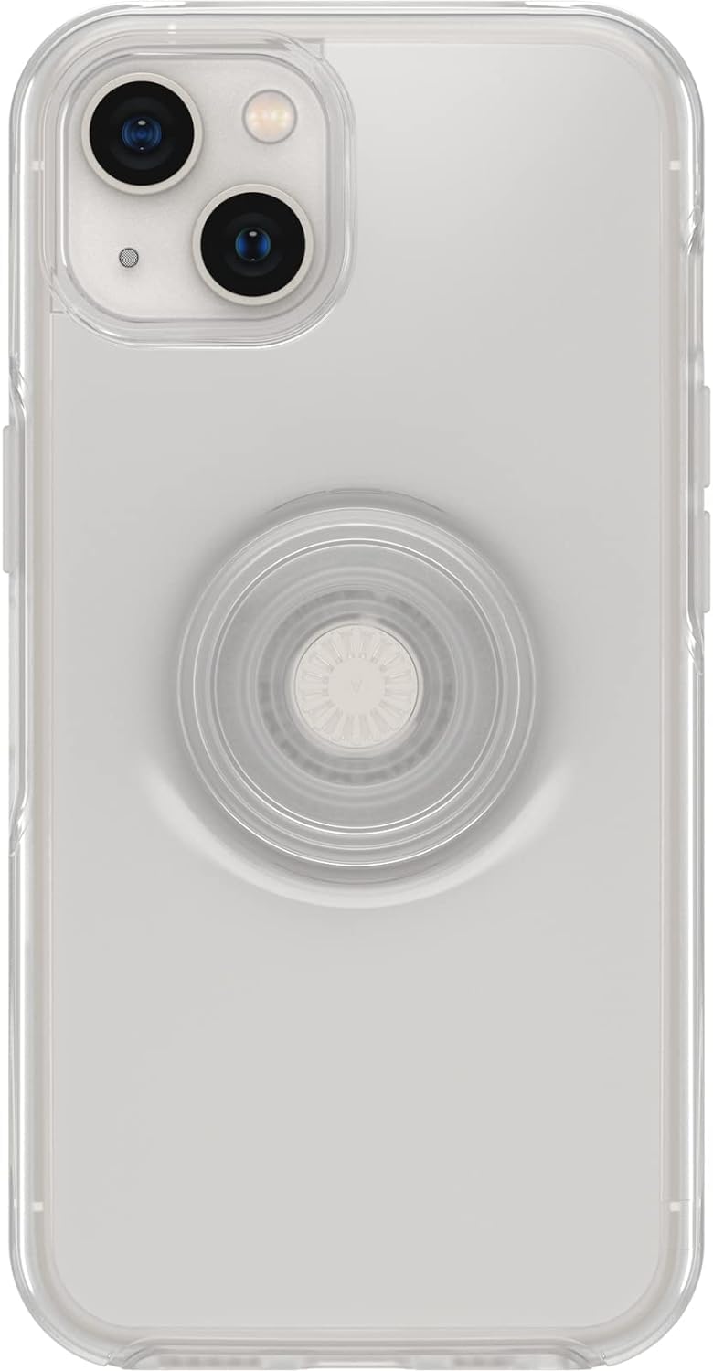 OtterBox iPhone 13 Case with PopSockets - Clear Symmetry Series Slim Protective Cover | Built-in PopGrip, Raised Edges for Screen & Camera Protection | Perfect for Everyday Use, Commuting & Travel