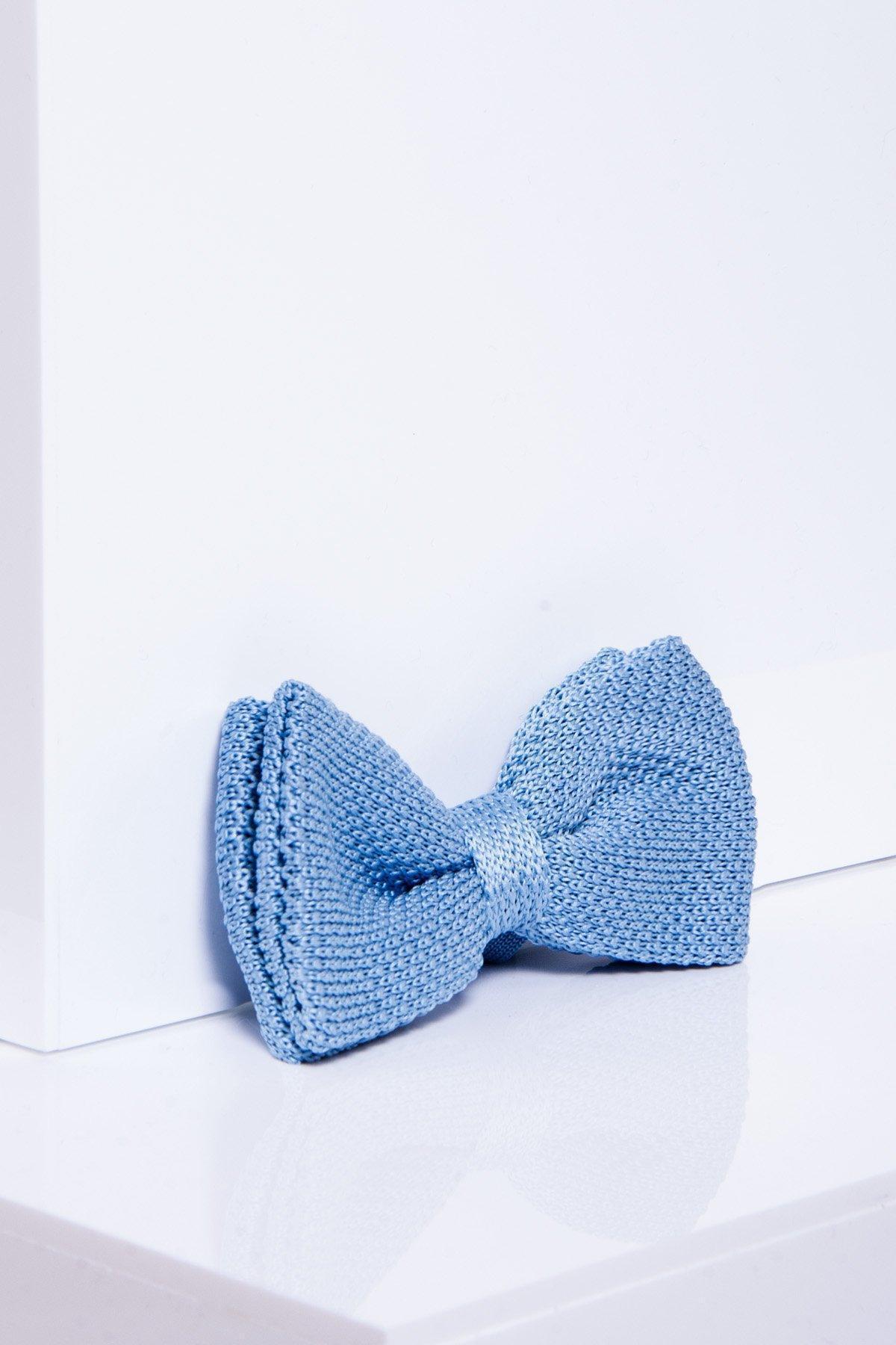 Sky Blue Knitted Double Layer Bow Tie for Men & Women - Elegant Accessory for Weddings, Parties & Formal Events