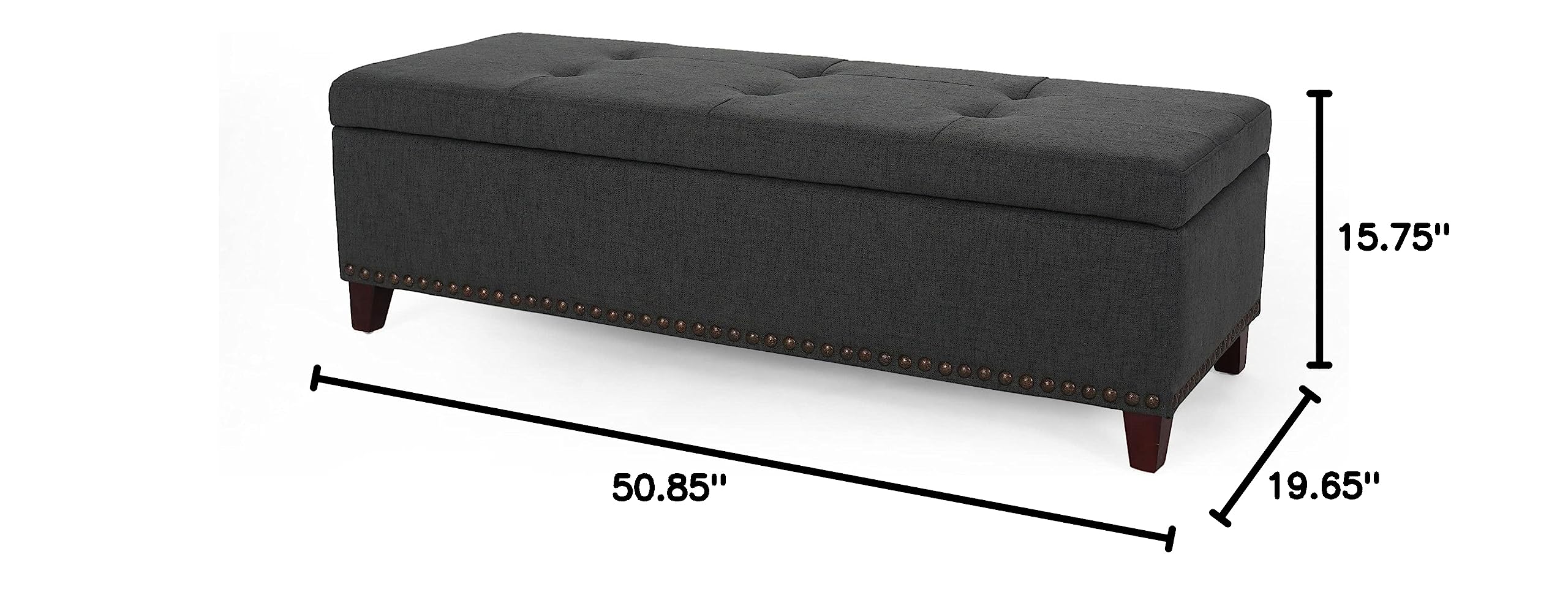 Christopher Knight Home Obert Ottoman - Dark Gray Storage Bench with Tufted Upholstery | Perfect for Living Room, Bedroom & Entryway Seating & Organization