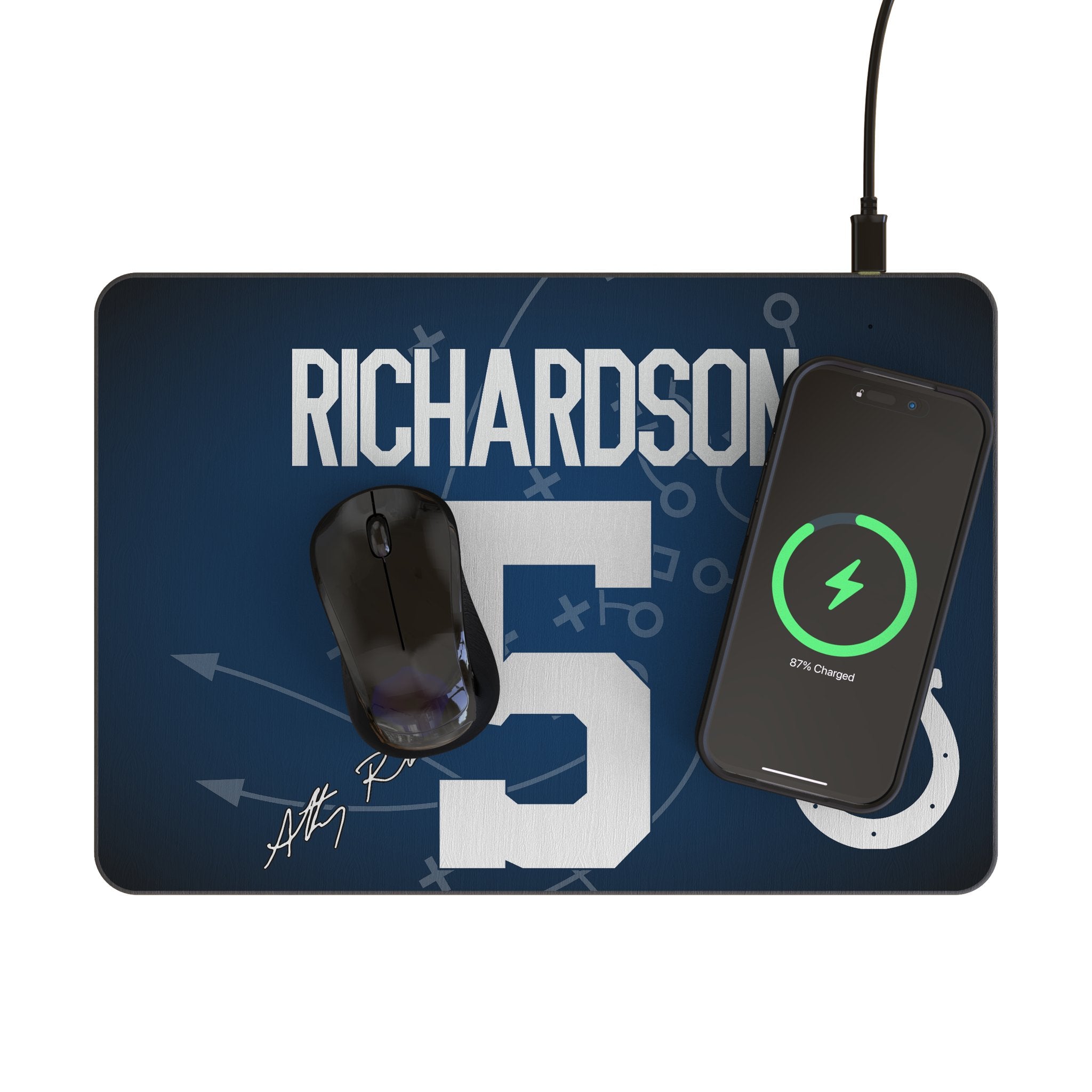 Anthony Richardson Indianapolis Colts 5-Game Tactic 15W Fast Wireless Charger & Mouse Pad - Perfect for Gaming, Office, and Home Desk Setup