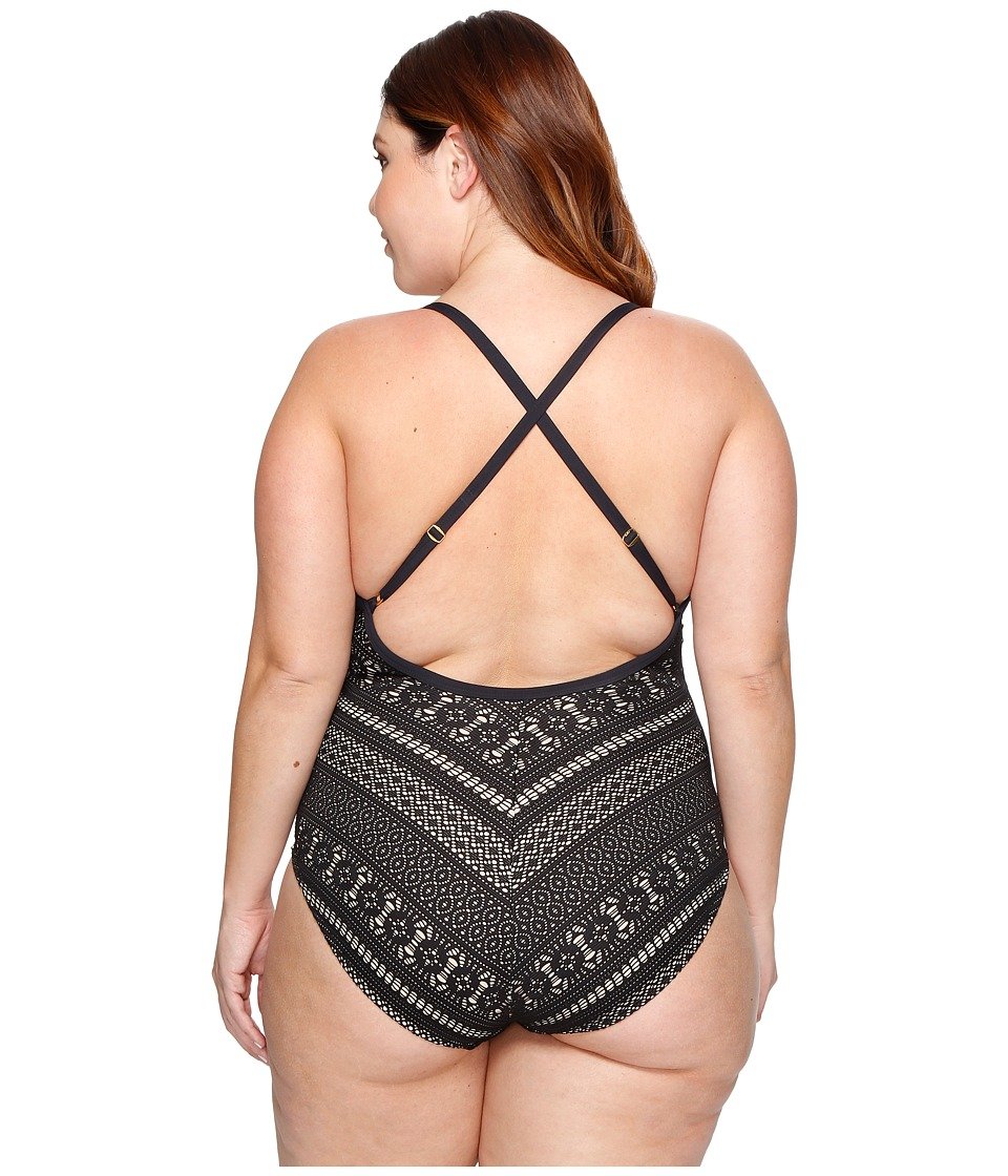 Bleu Rod Beattie Women's Plus-Size Crochet Plunge Halter Bikini Top - Sexy Swimwear for Beach, Pool & Vacation
