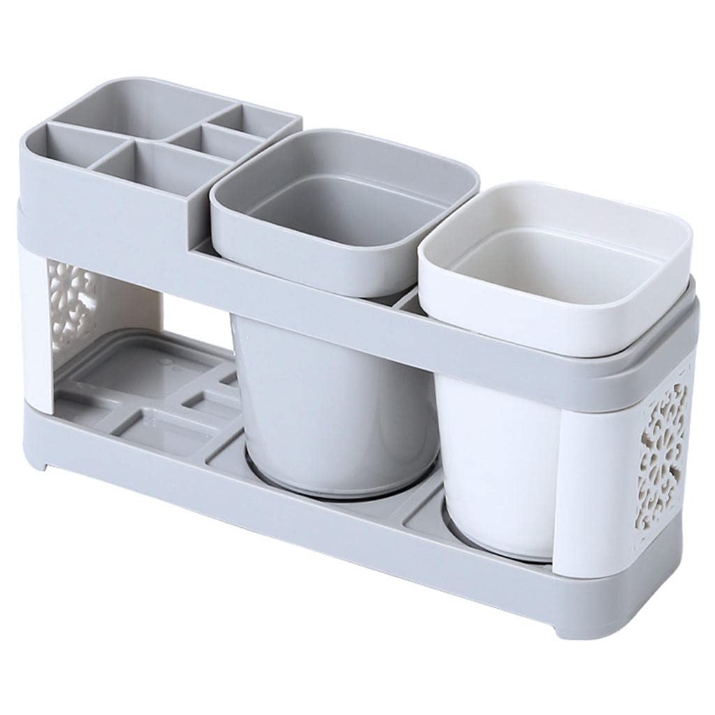 Gazechimp Toothbrush Holder with 2 Rinse Cups & Toothpaste Stand - Bathroom Countertop Organizer for Kids & Adults - Perfect for Small Spaces, Dorm Rooms, and Travel