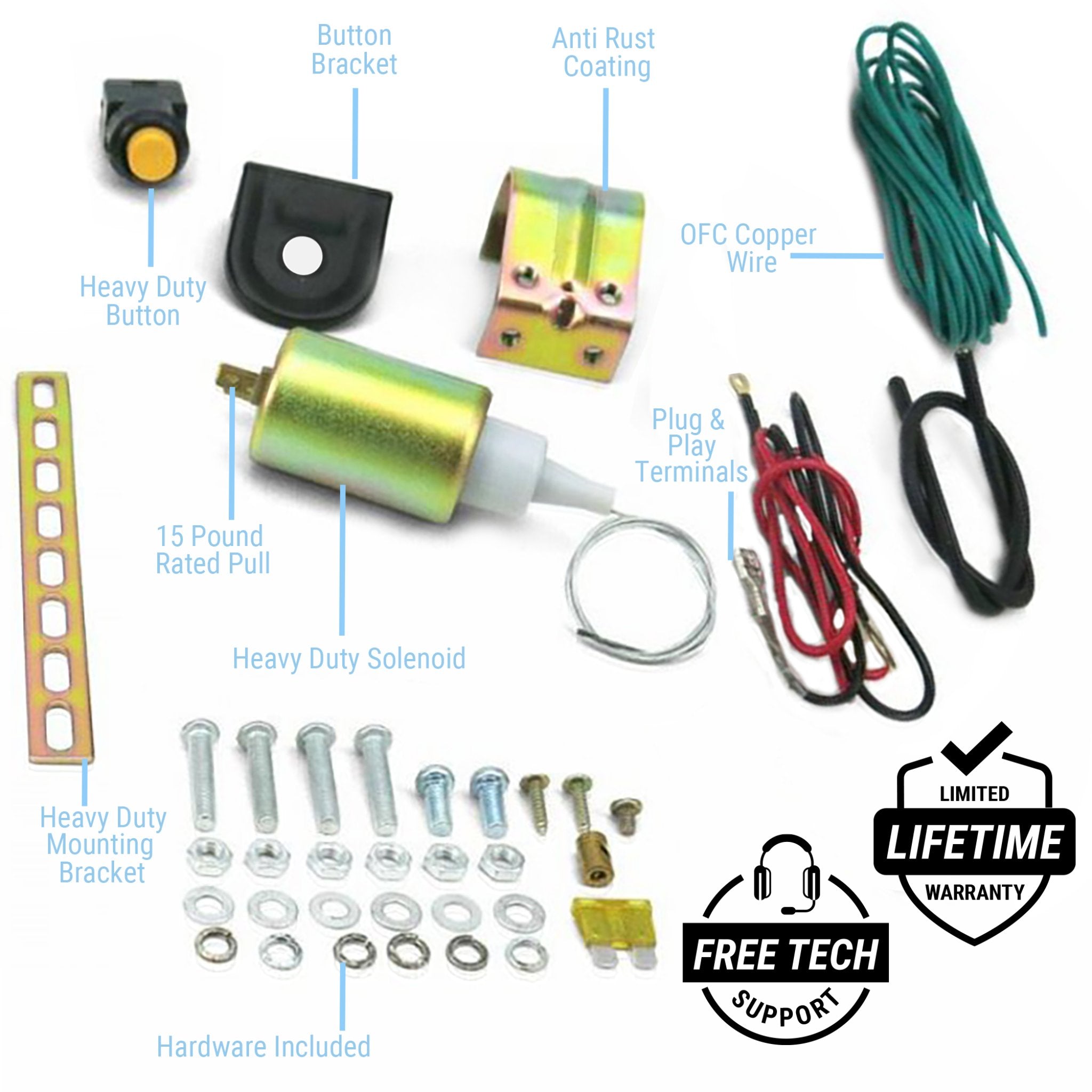 15lb Shaved Door Handle Solenoid 12V Motor - Single Car Latch with Push Button for Smooth & Secure Entry - Perfect for Custom Car Builds, Hot Rods, and Automotive Upgrades